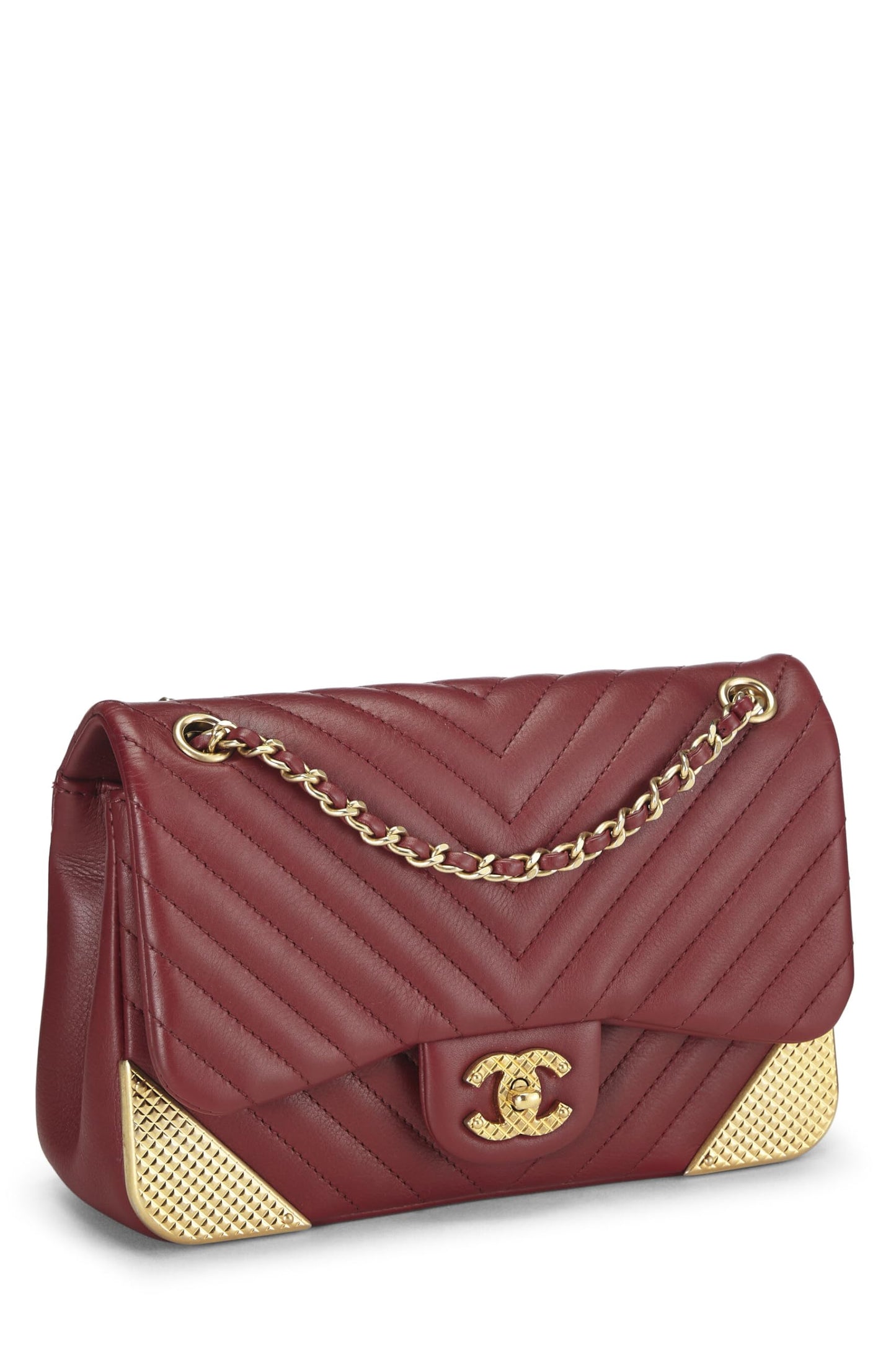 Chanel, Paris-Cosmopolite Red Chevron Lambskin Rock the Corner Flap Bag Small, Red