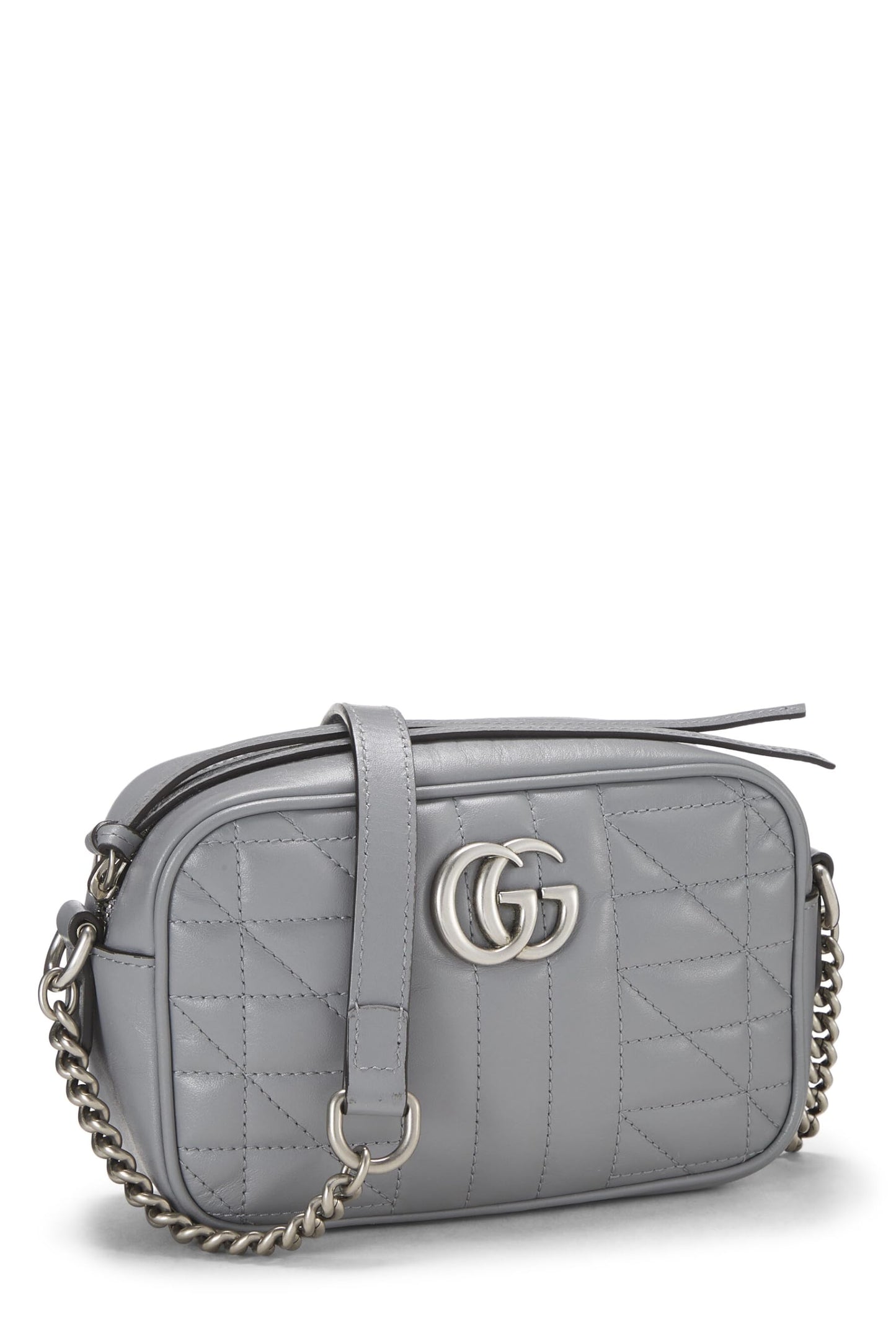 Gucci, Grey Leather GG Marmont Crossbody Mini, Grey