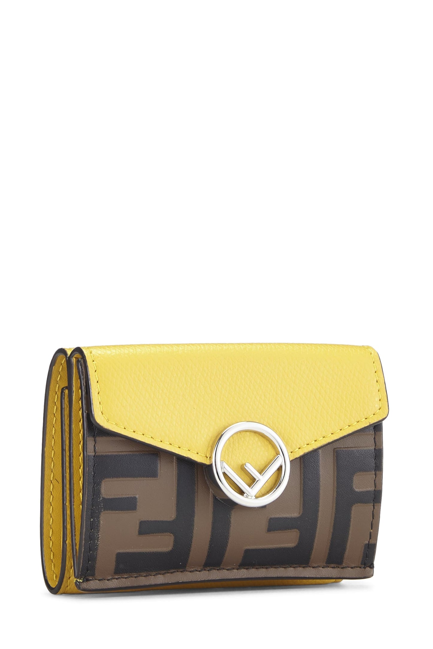 Fendi, Yellow Leather 'F is Fendi' Compact Wallet, Yellow