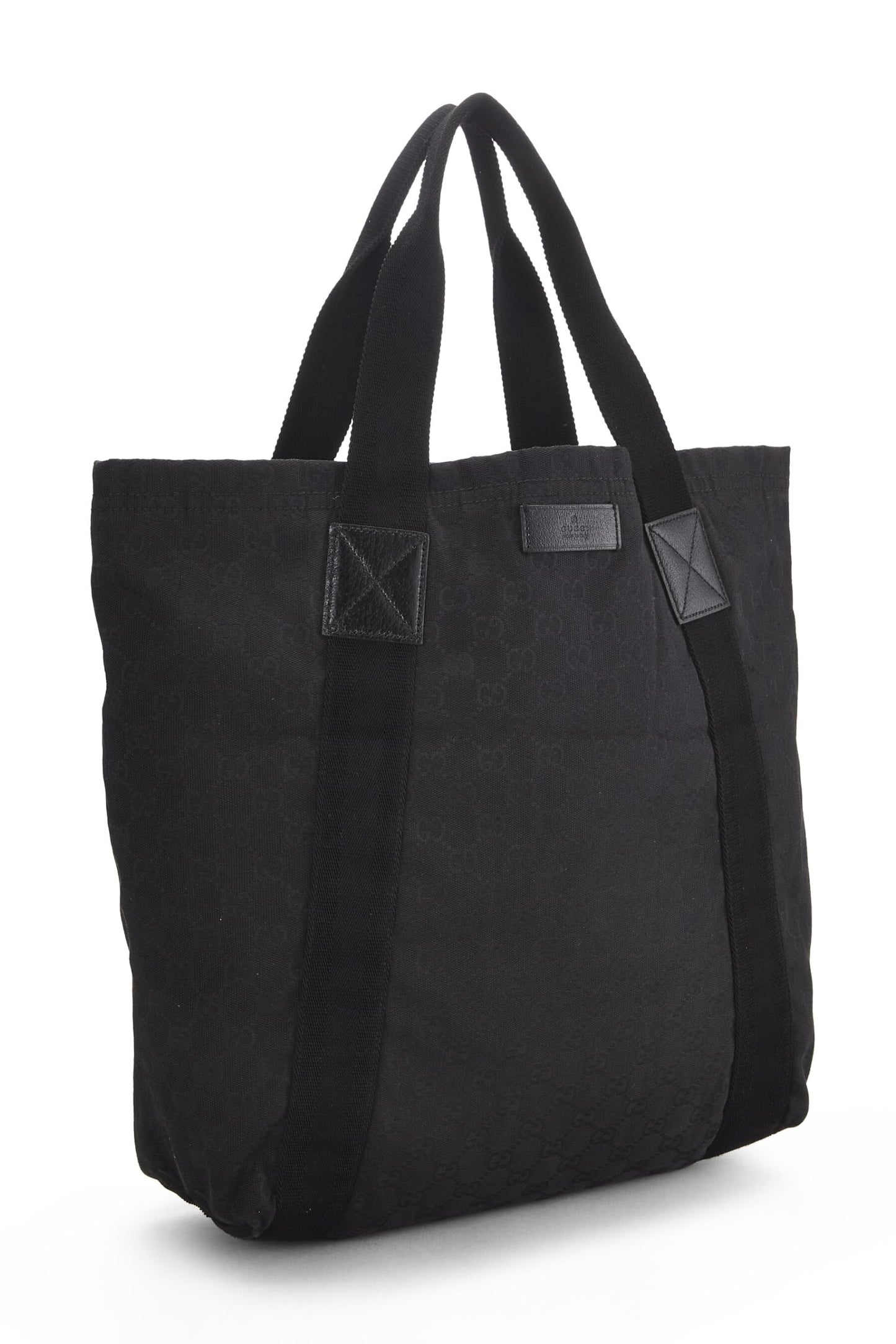 Gucci, Black Original GG Canvas Flat Web Tote, Black