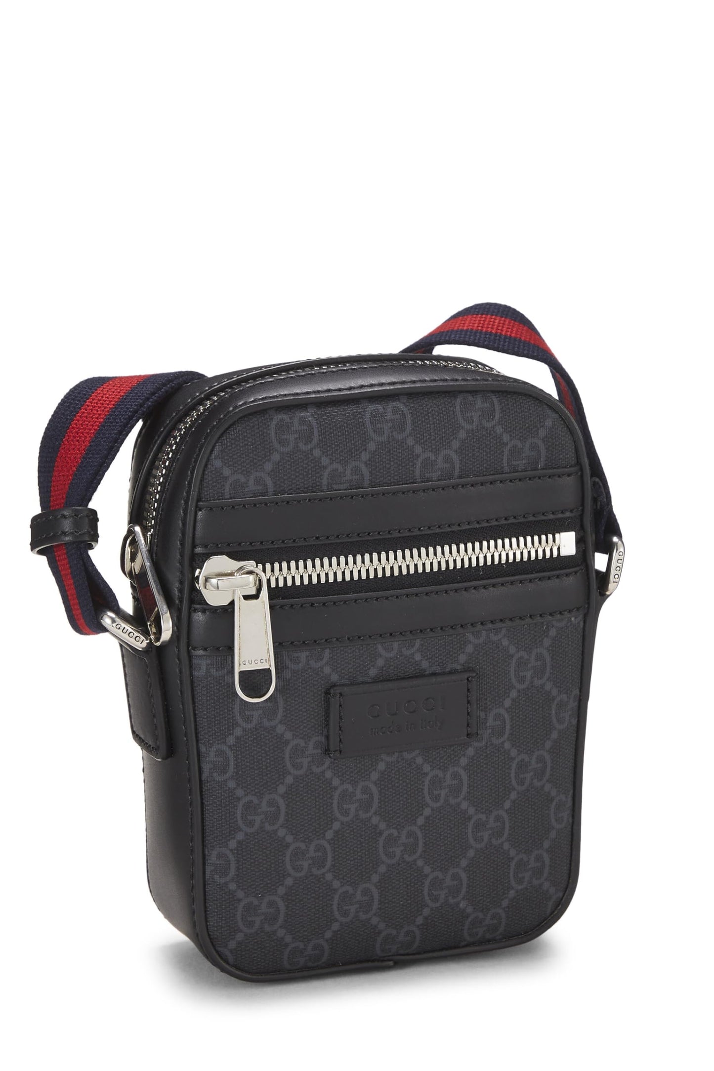 Gucci, Black GG Supreme Canvas Vertical Web Messenger Mini, Black