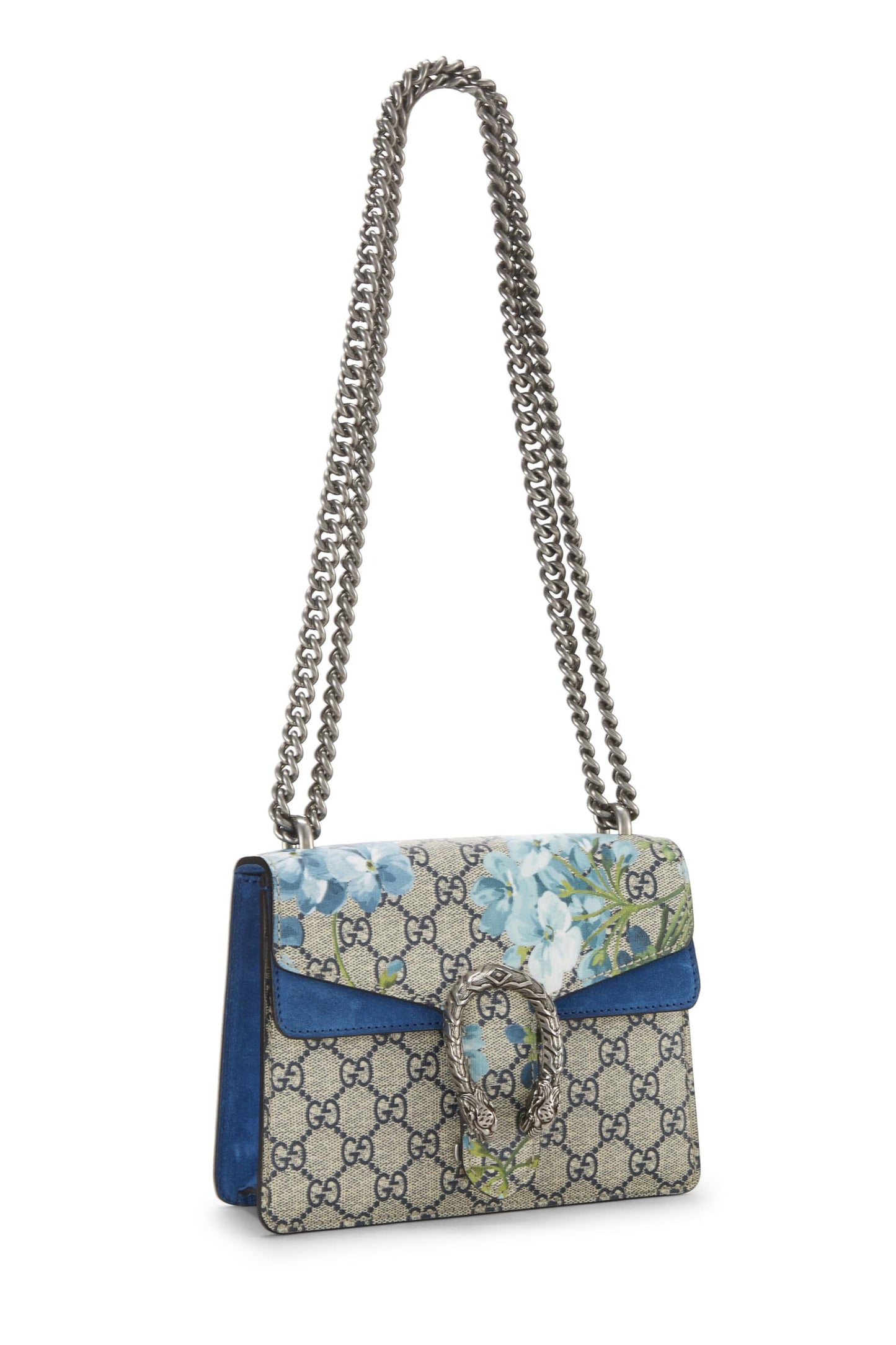 Gucci, Blue GG Blooms Supreme Canvas Dionysus Shoulder Bag Mini, Blue