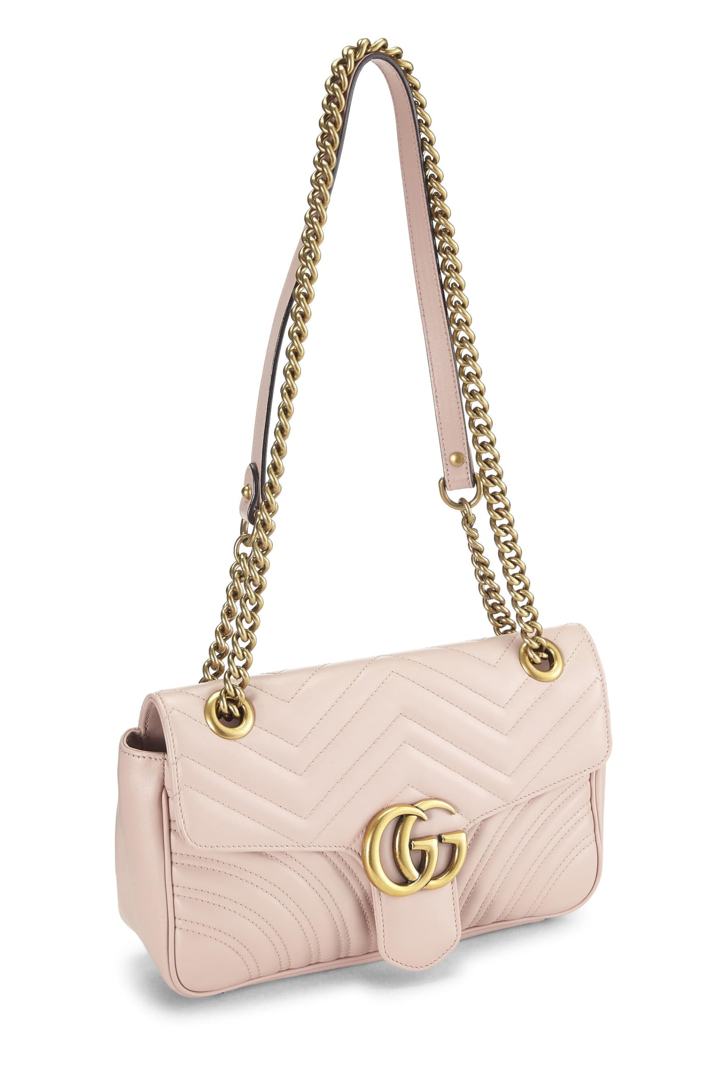 Gucci, Pink Leather GG Marmont Shoulder Bag Small, Pink