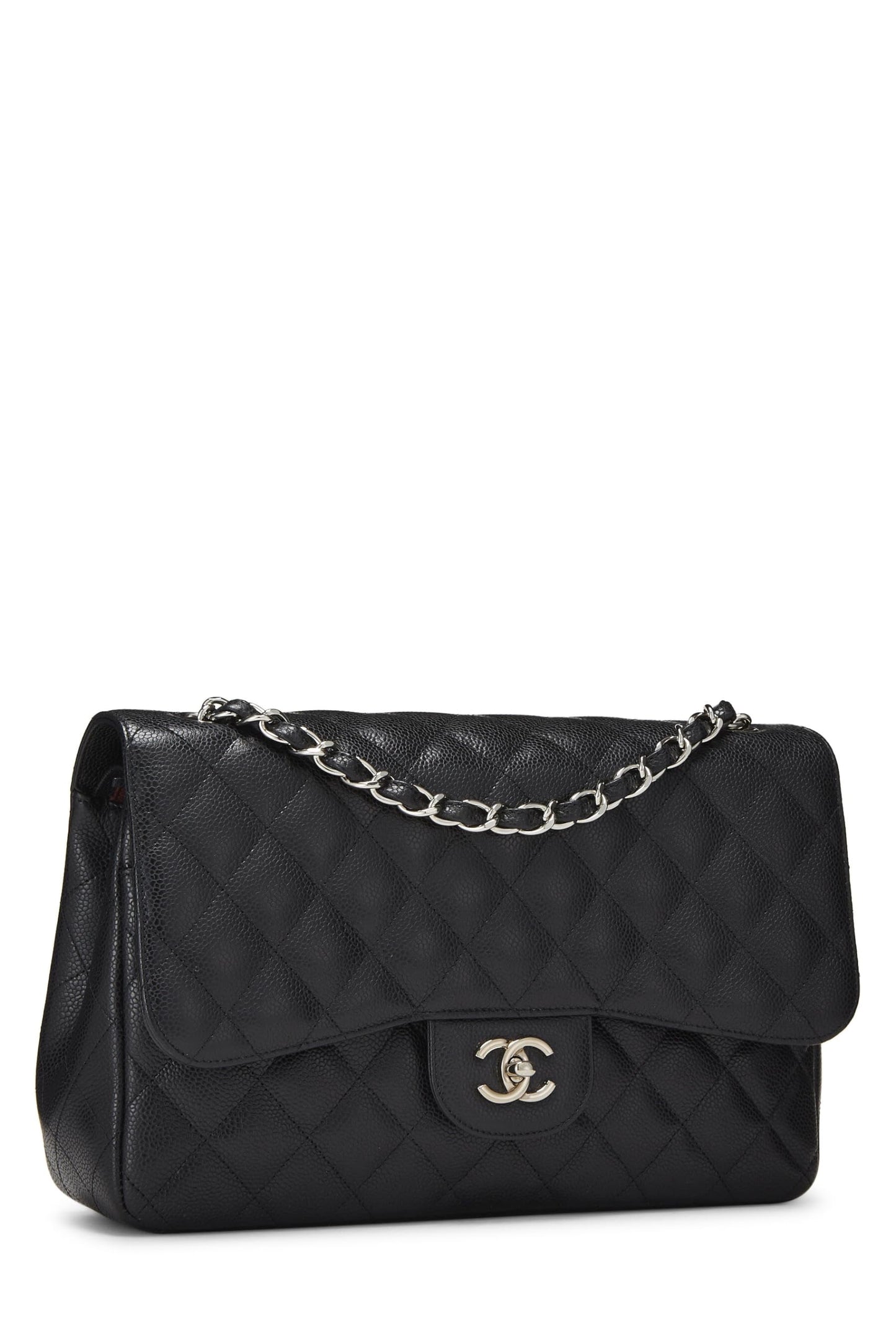 Chanel, Black Quilted Caviar New Classic Double Flap Jumbo, Black