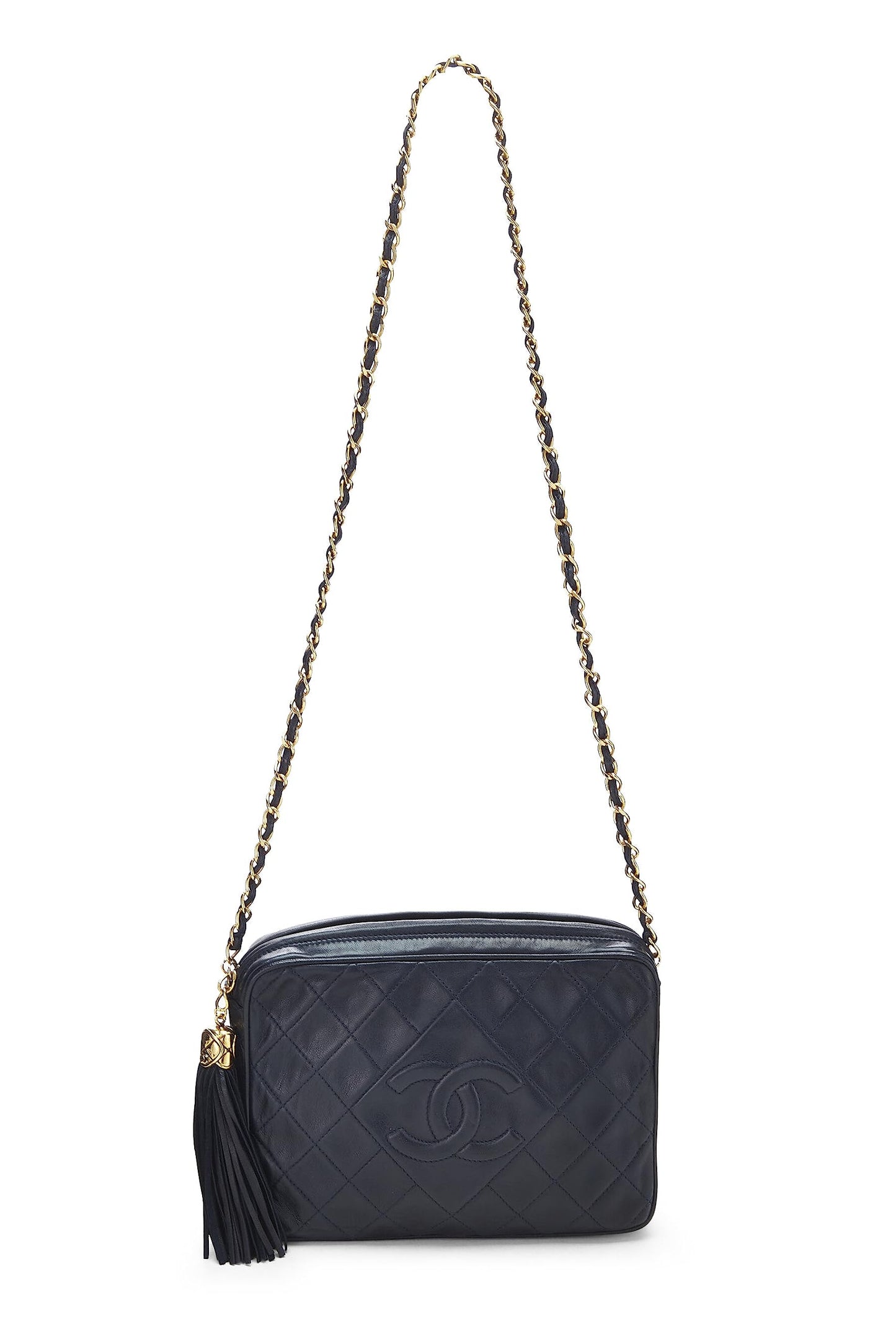 Chanel, Navy Lambskin Diamond 'CC' Camera Bag Medium, Navy