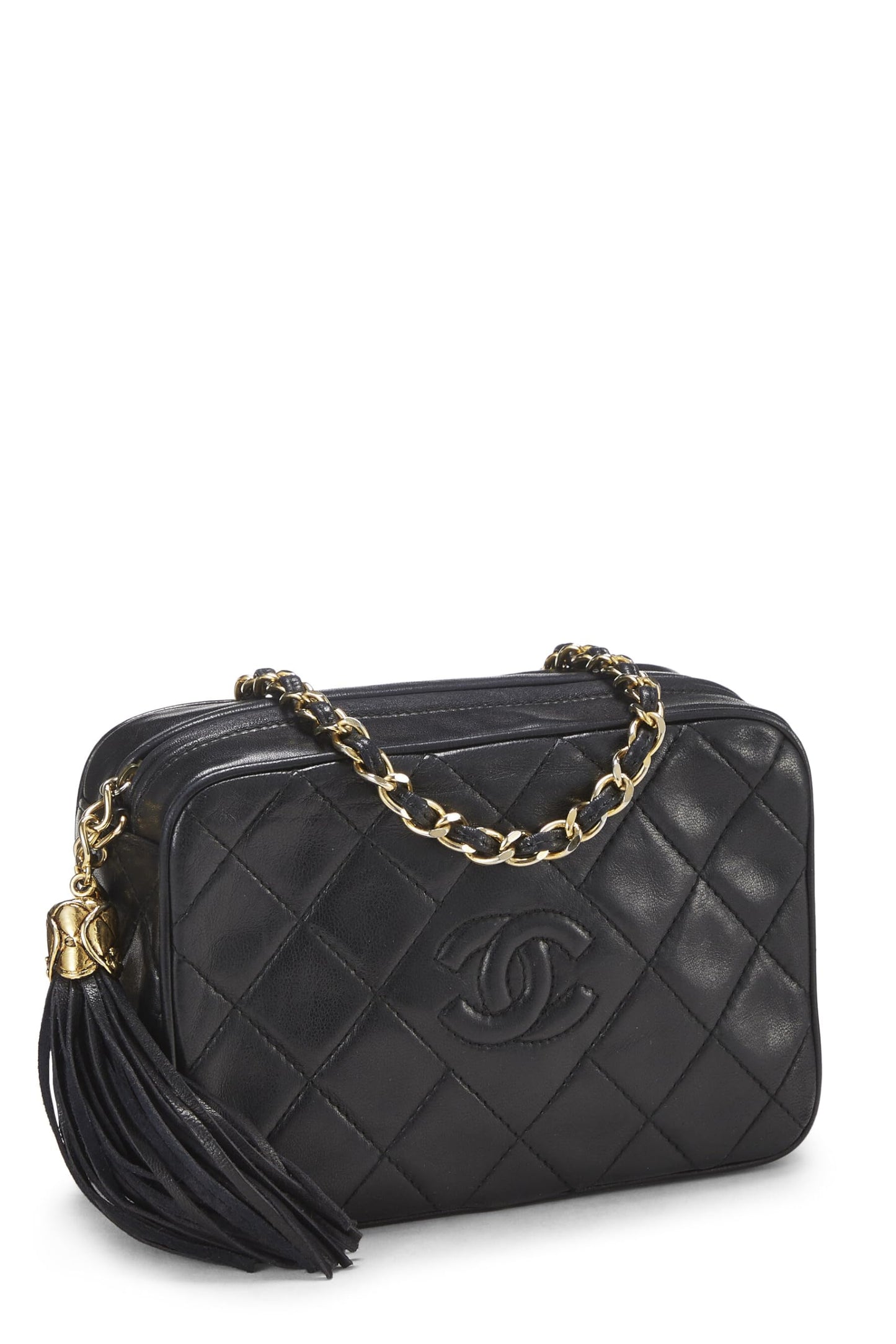 Chanel, Black Lambskin Diamond CC Camera Bag Mini, Black