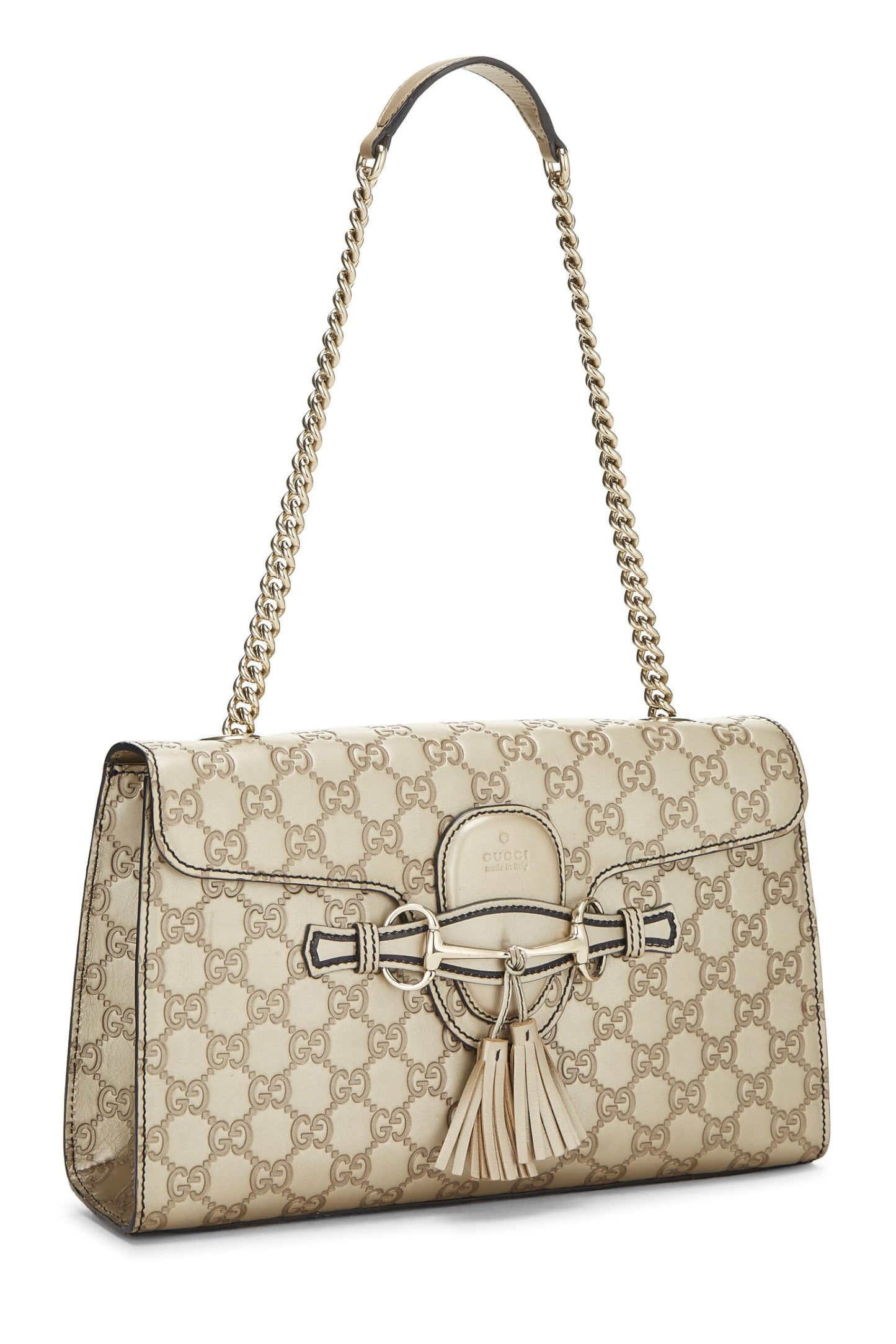 Gucci, Gold Microguccissima Leather Emily Chain Shoulder Bag, Gold