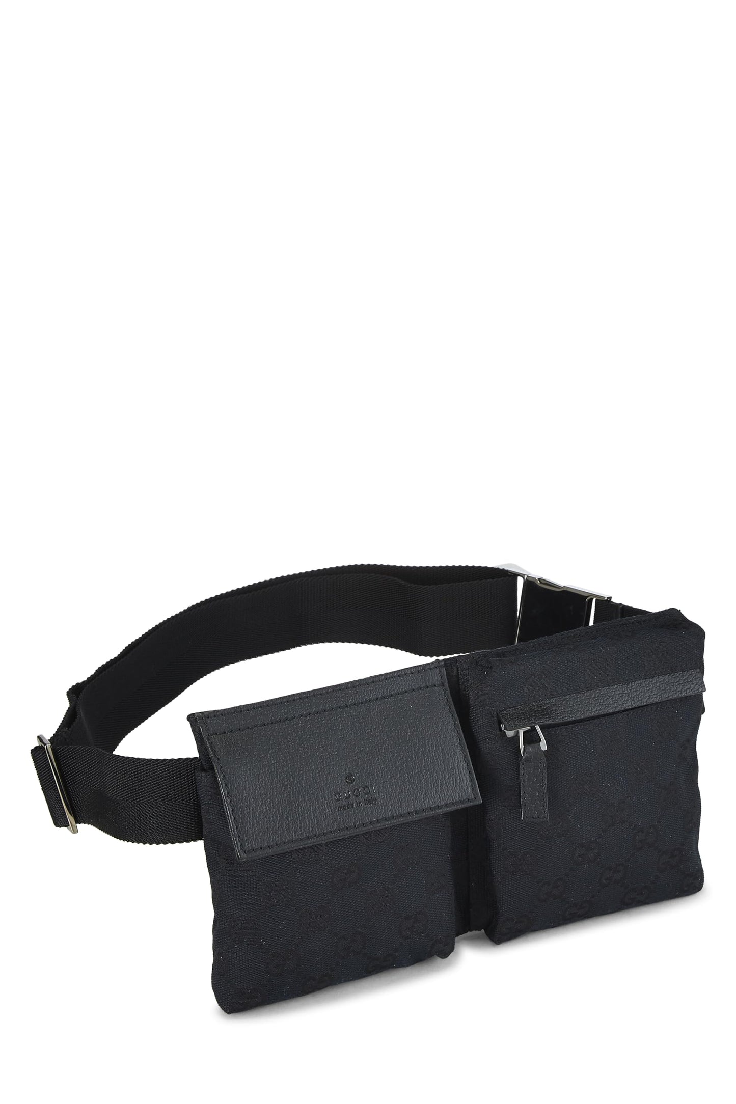Gucci, Black GG Canvas Double Pocket Waist Pouch Small, Black