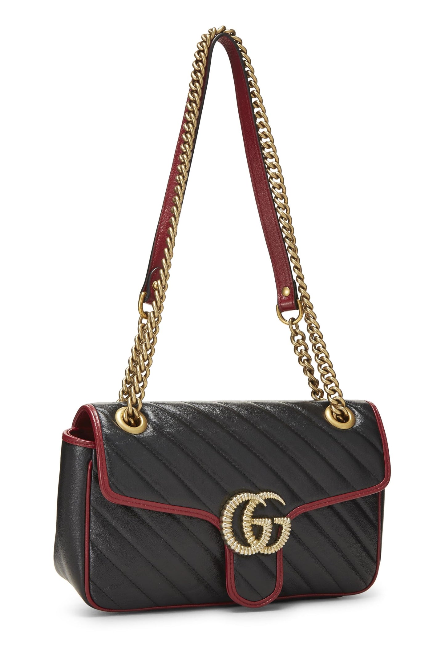 Gucci, Black Leather Torchon Marmont Shoulder Bag Small, Black