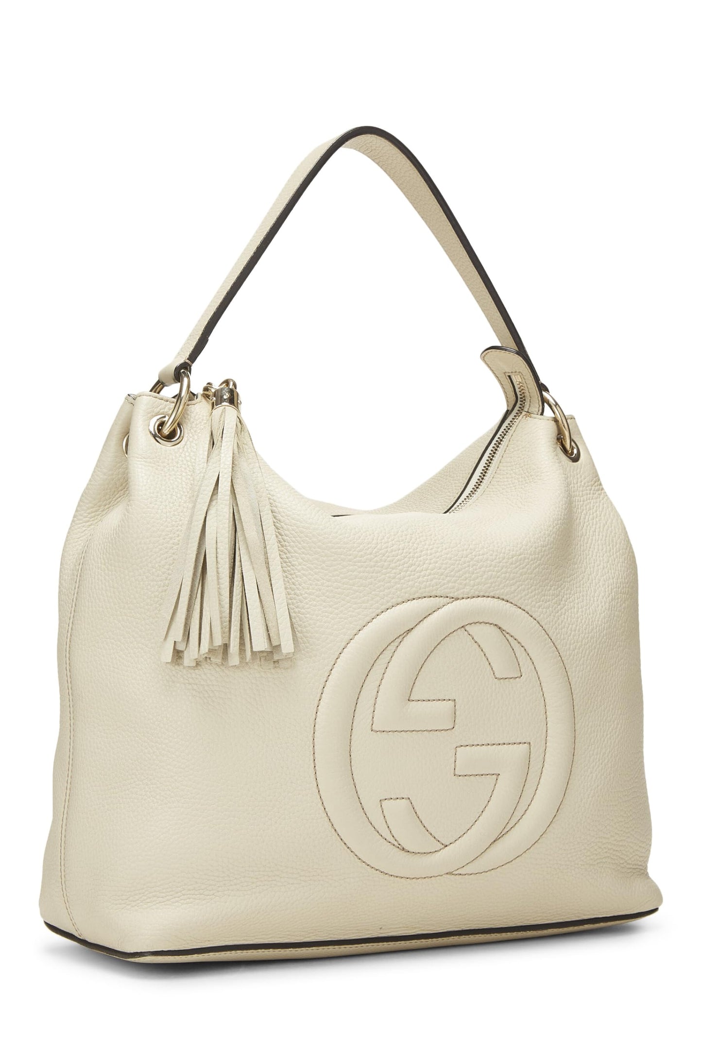 Gucci, White Leather Soho Convertible Hobo, White