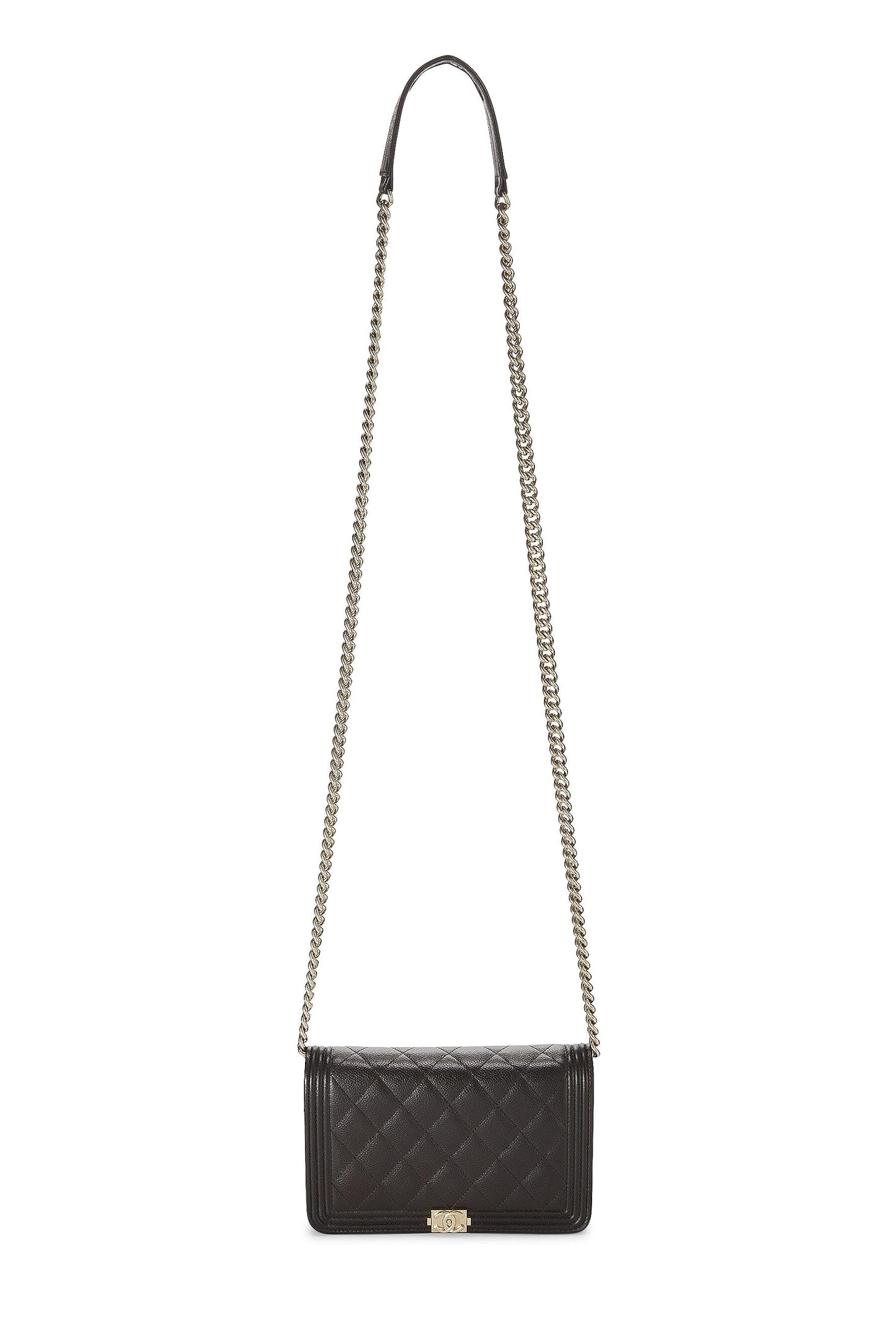 Chanel, Brown Quilted Caviar Boy Wallet on Chain (WOC), Brown