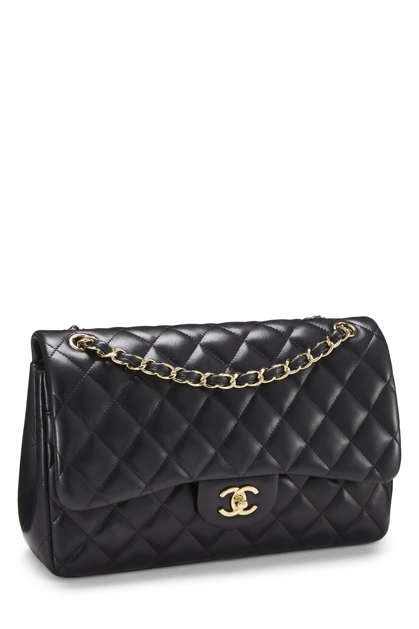 Chanel, Black Quilted Lambskin New Classic Double Flap Jumbo, Black