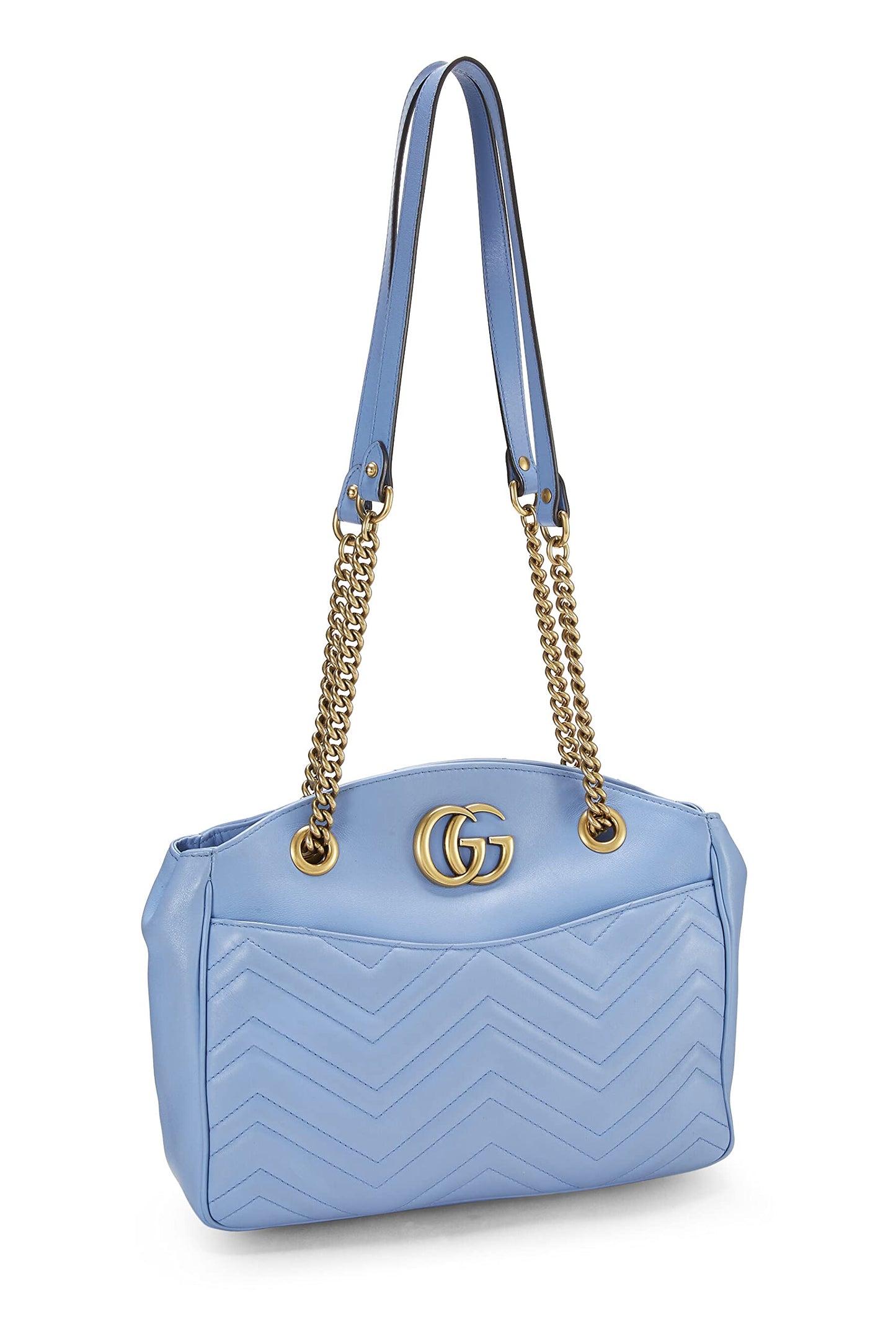 Gucci, Blue Leather GG Marmont Tote, Blue