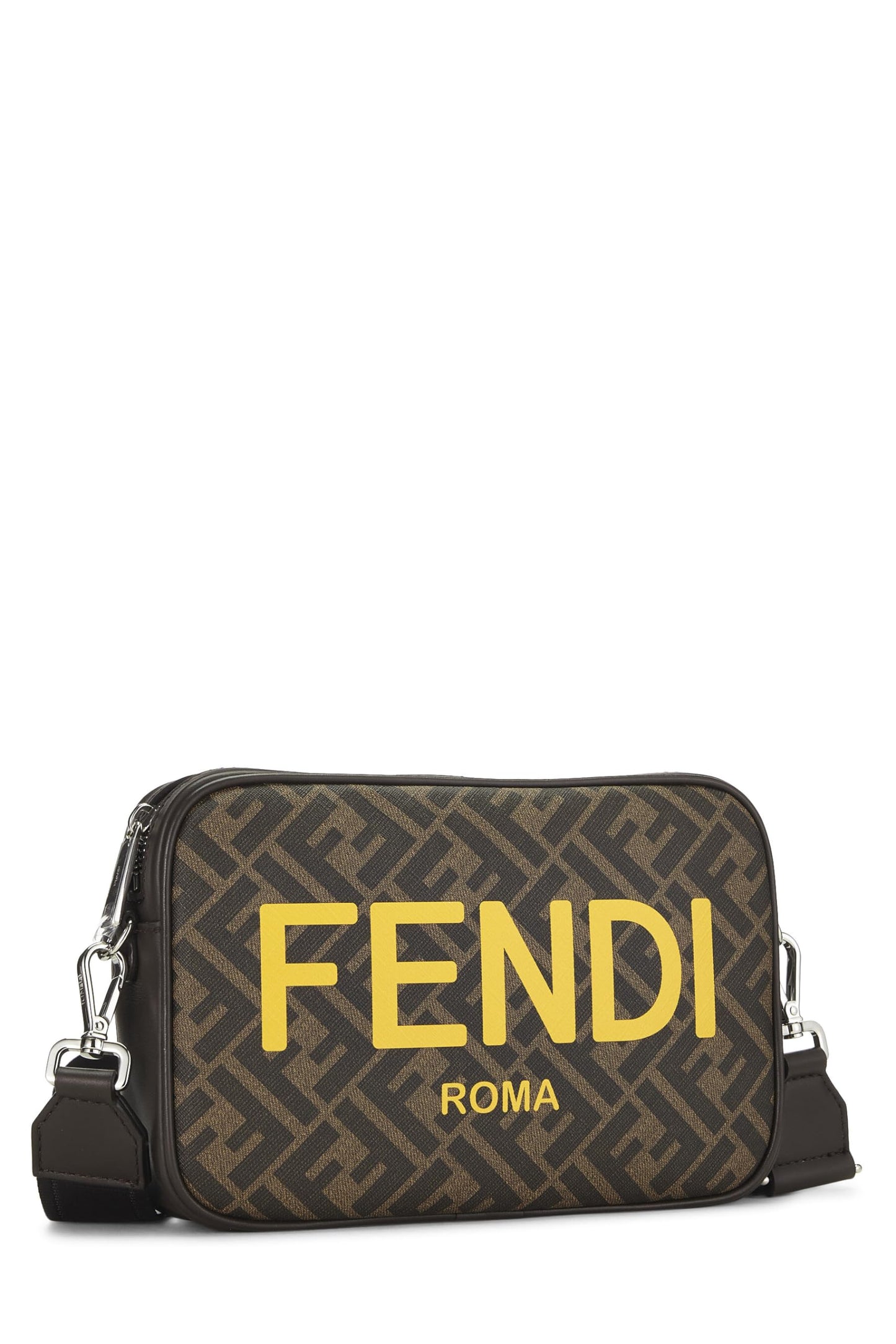Fendi, Brown Coated Canvas Logo Camera Case, Brown