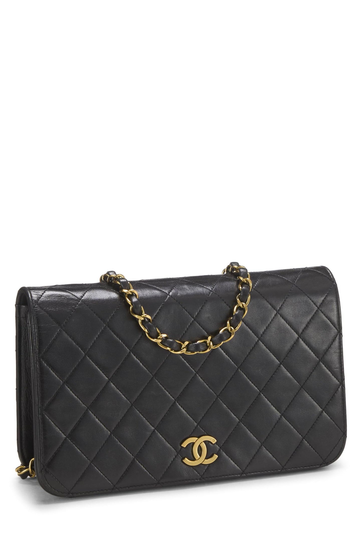Chanel, Black Quilted Lambskin Snap Full Flap Small, Black