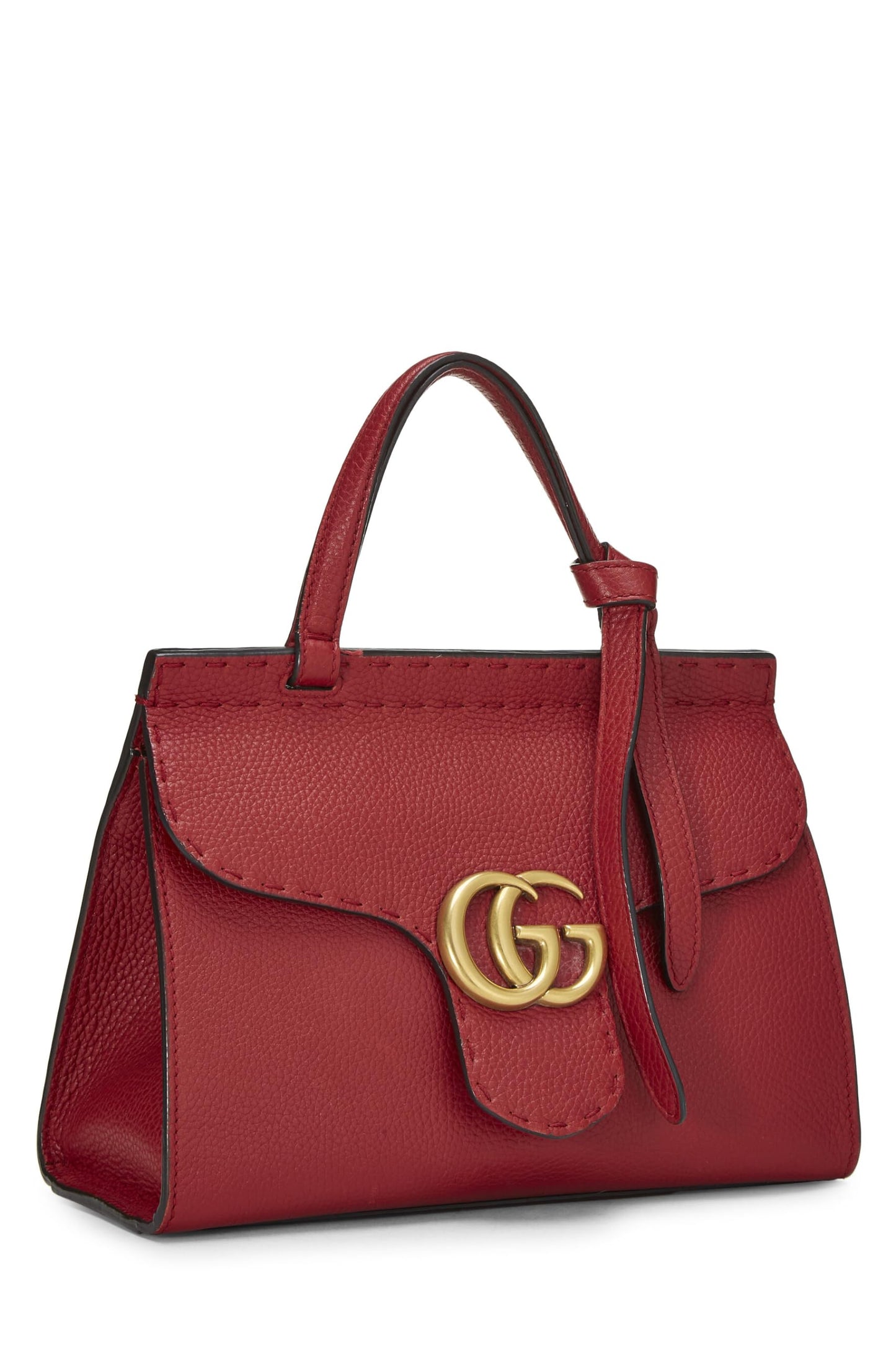 Gucci, Red Leather GG Marmont Top Handle Bag Mini, Red