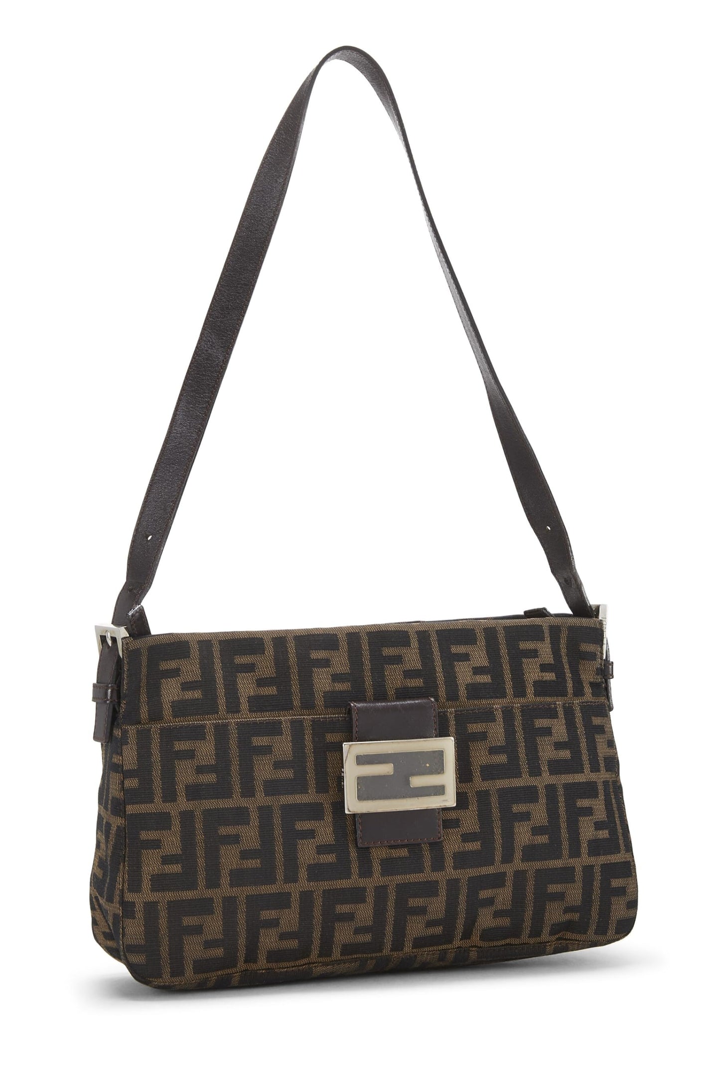 Fendi, Brown Zucca Canvas Shoulder Bag, Brown