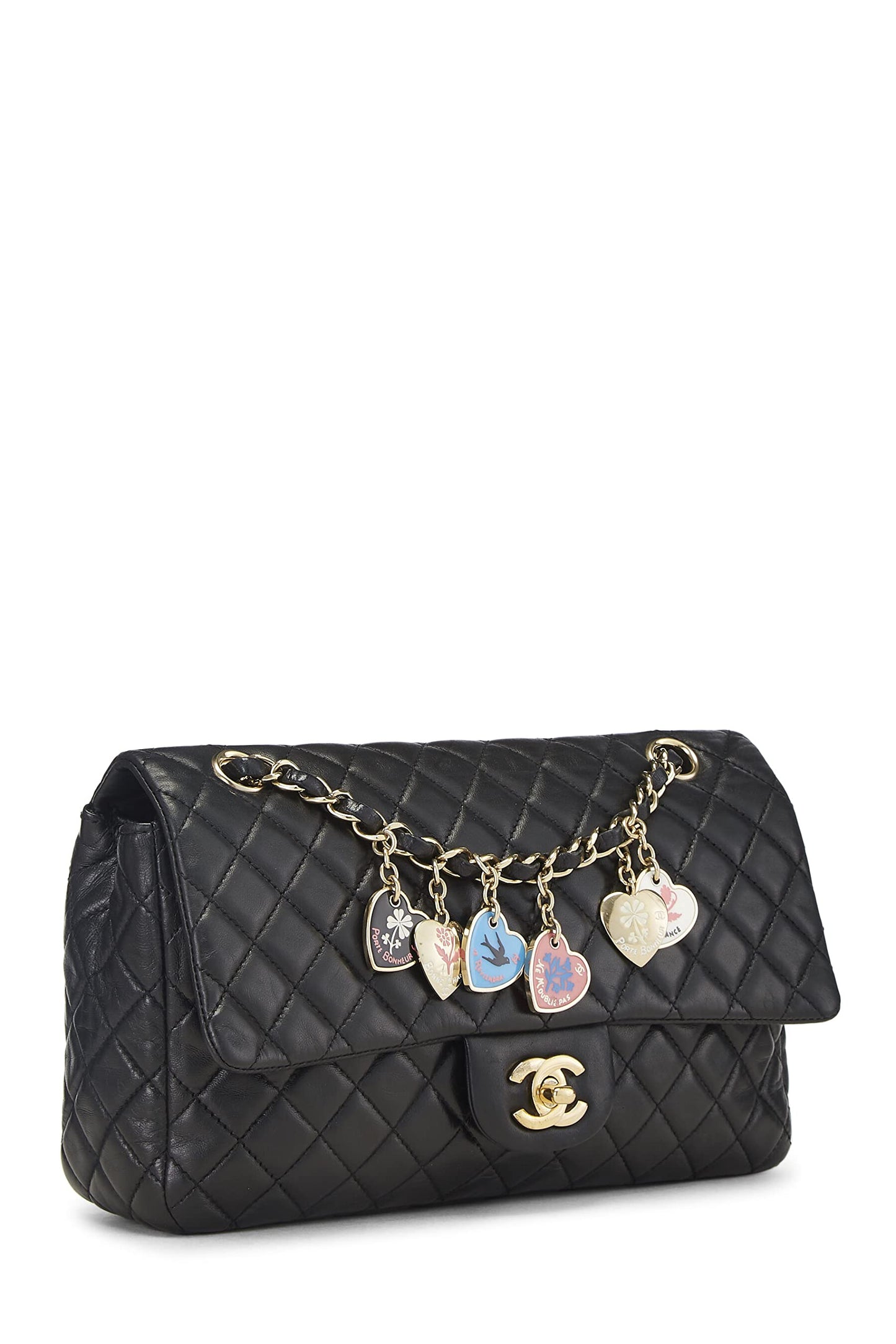 Chanel, Black Quilted Lambskin Valentine Single Flap Medium, Black