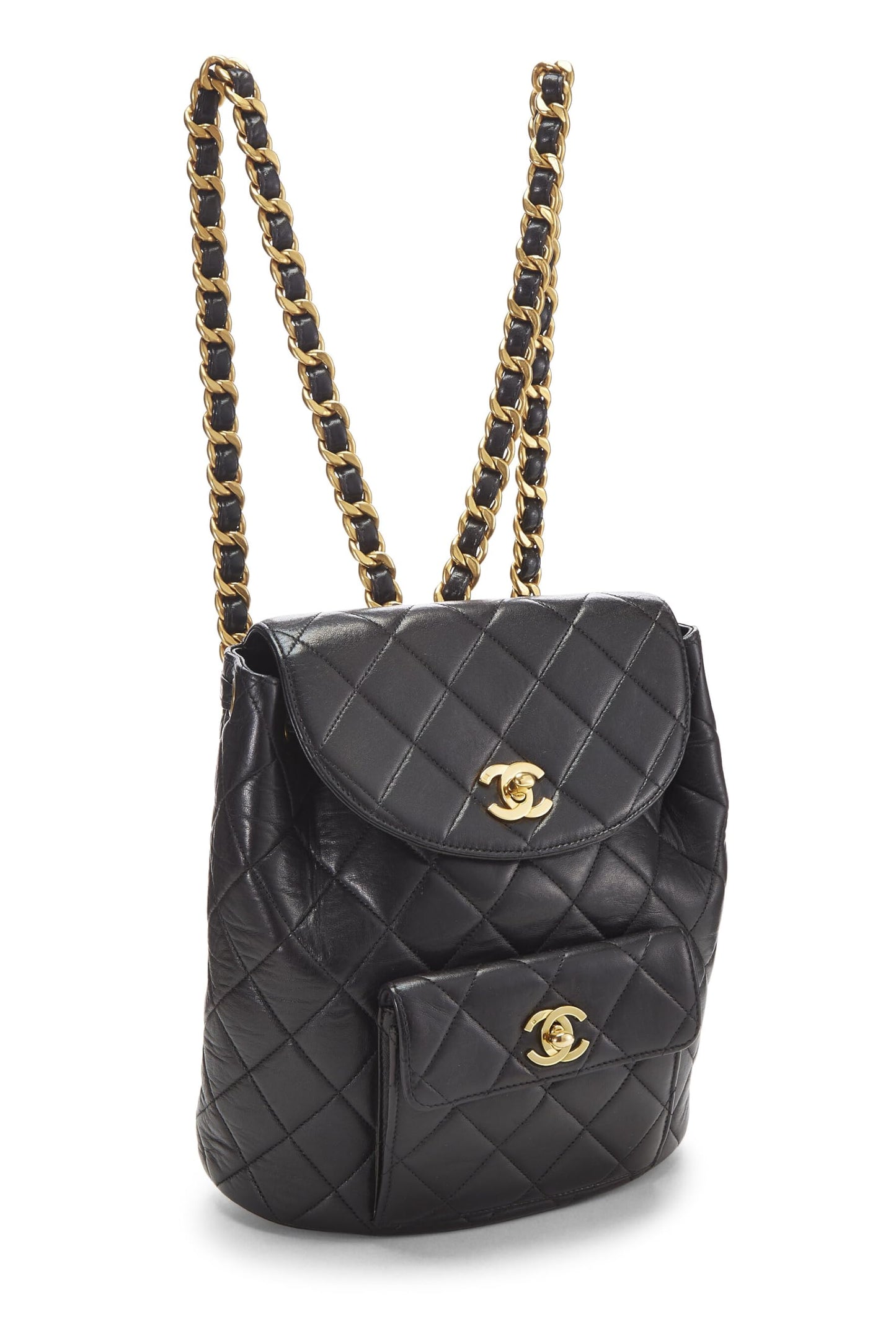 Chanel, Black Quilted Lambskin 'CC' Classic Backpack Medium, Black