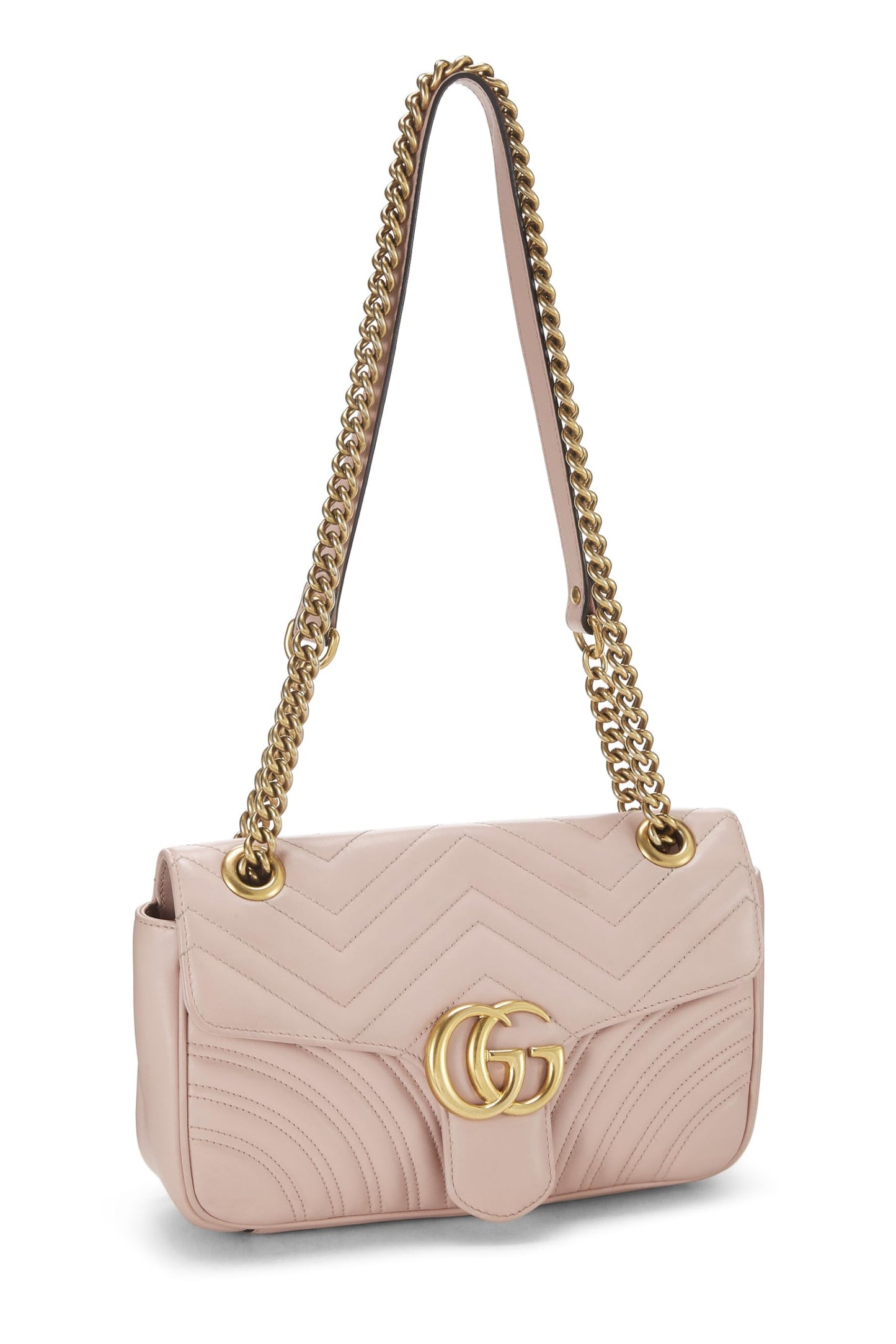 Gucci, Pink Leather GG Marmont Shoulder Bag Small, Pink