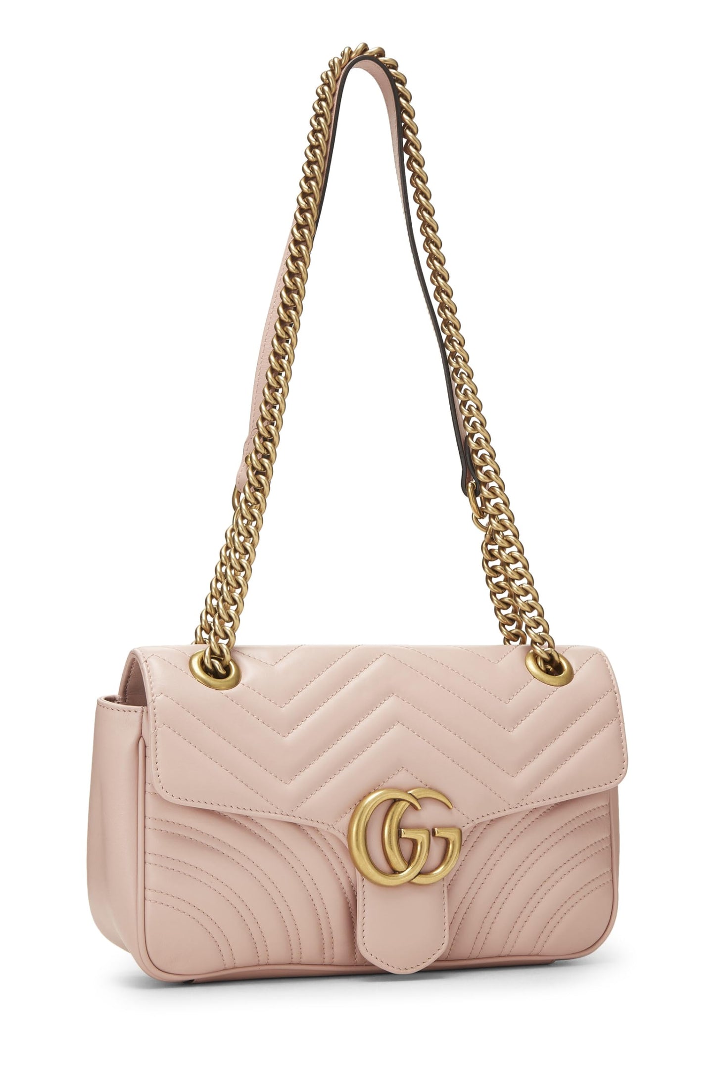 Gucci, Pink Leather GG Marmont Shoulder Bag Small, Pink