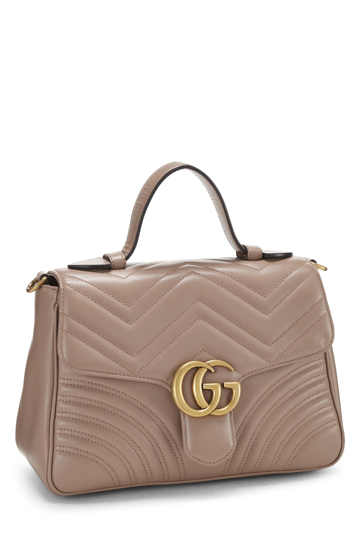 Gucci, Pink Leather GG Marmont Top Handle Bag Small, Pink