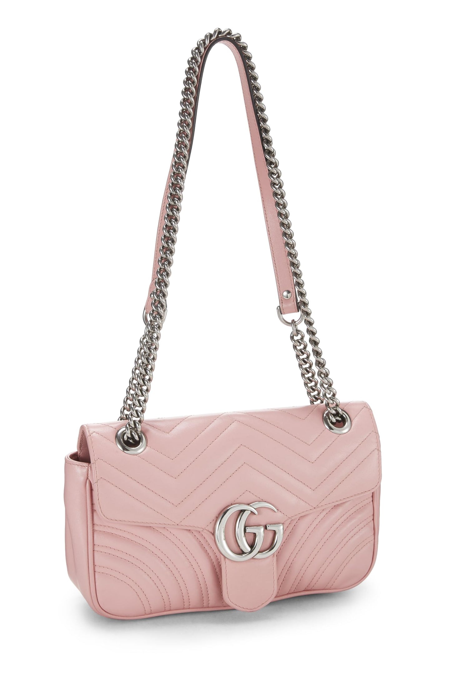 Gucci, Pink Matelassé Leather Marmont Shoulder Bag, Pink