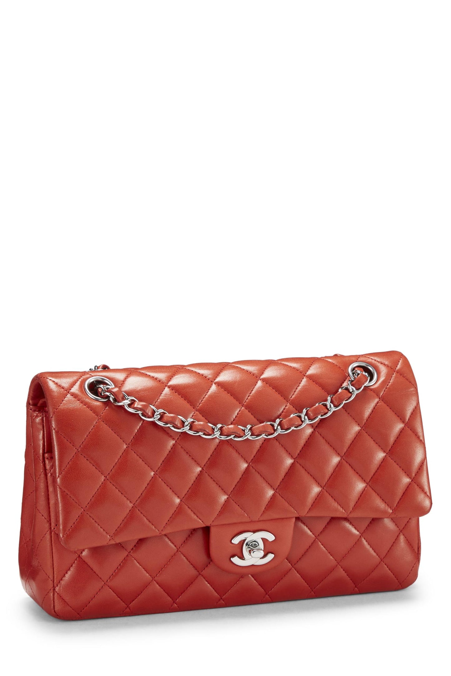 Chanel, Red Quilted Lambskin Classic Double Flap Medium, Red