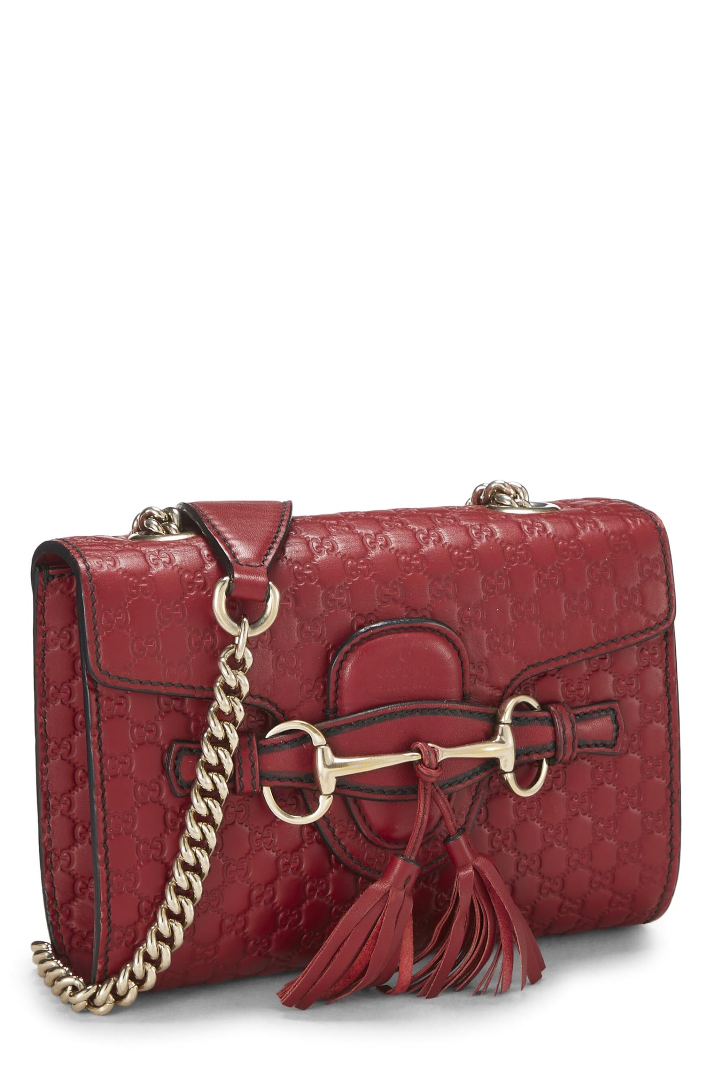 Gucci, Red Microguccissima Leather Emily Chain Crossbody Bag, Red
