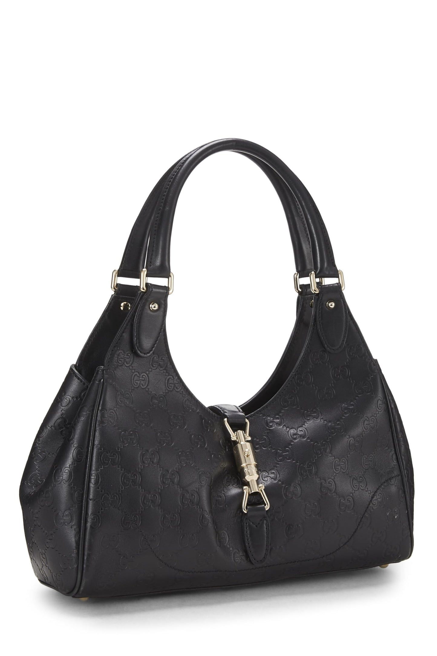 Gucci, Black Guccissima Leather Bardot Bag, Black