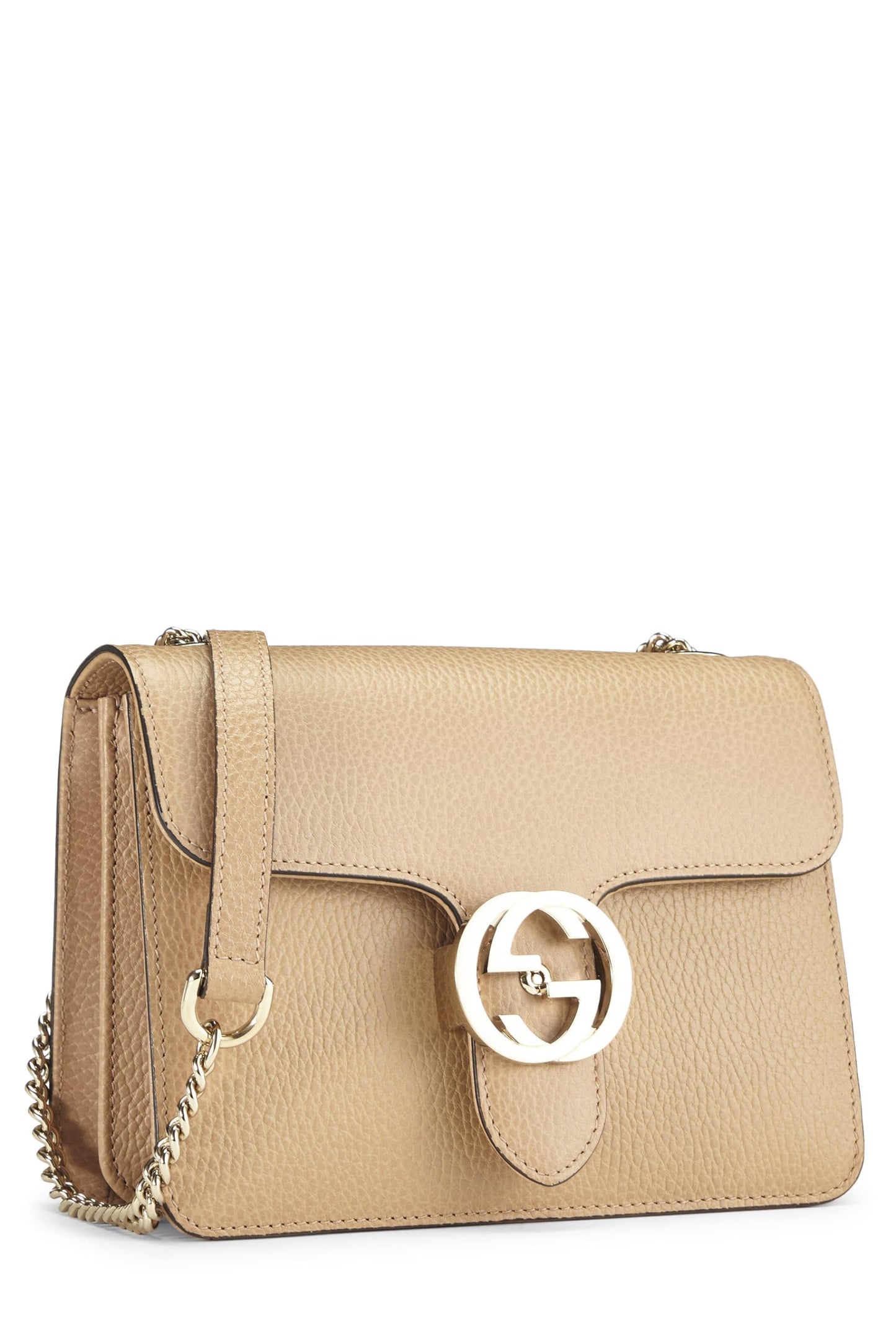 Gucci, Beige Leather Interlocking Crossbody, Beige