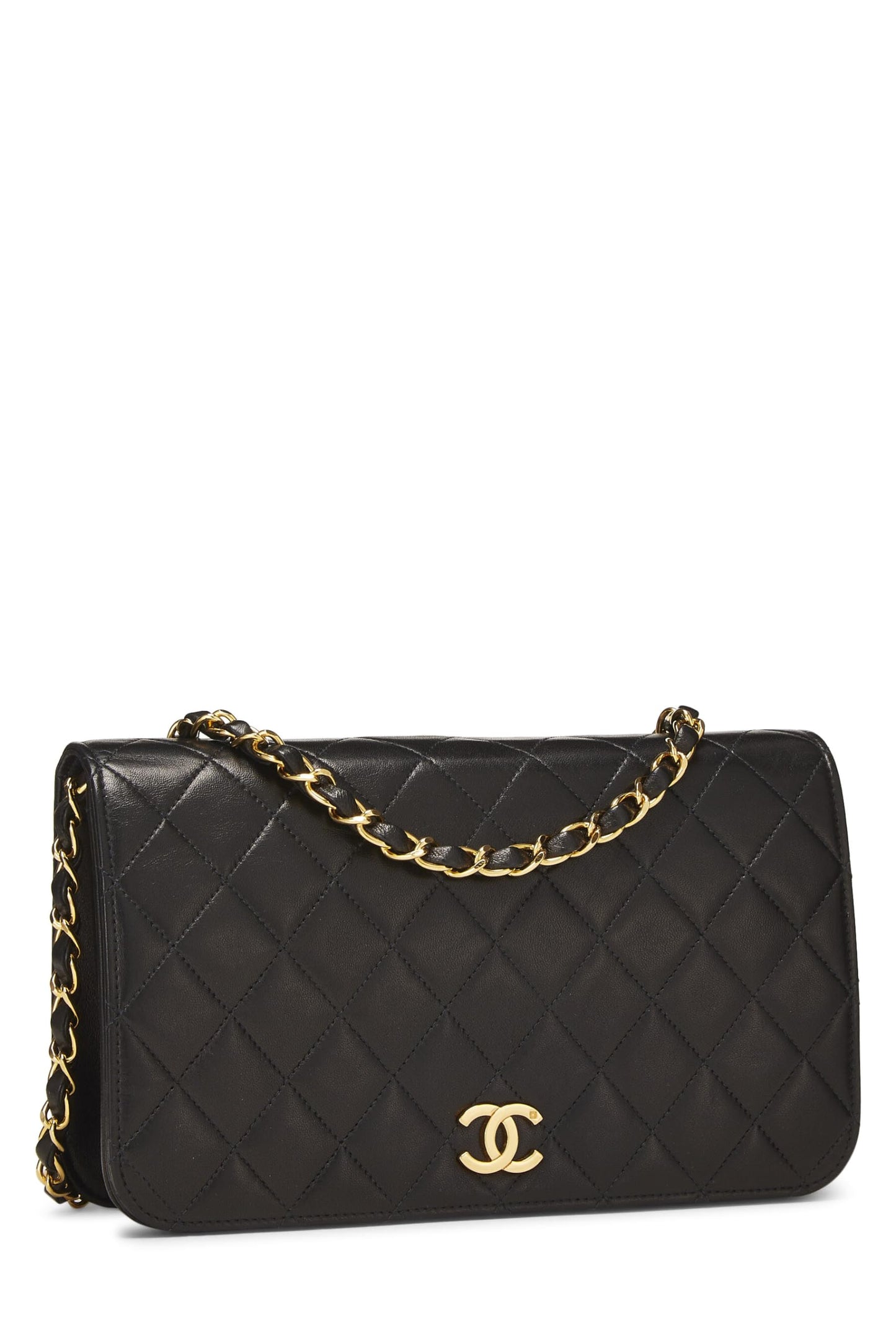 Chanel, Black Quilted Lambskin Snap Full Flap Small, Black