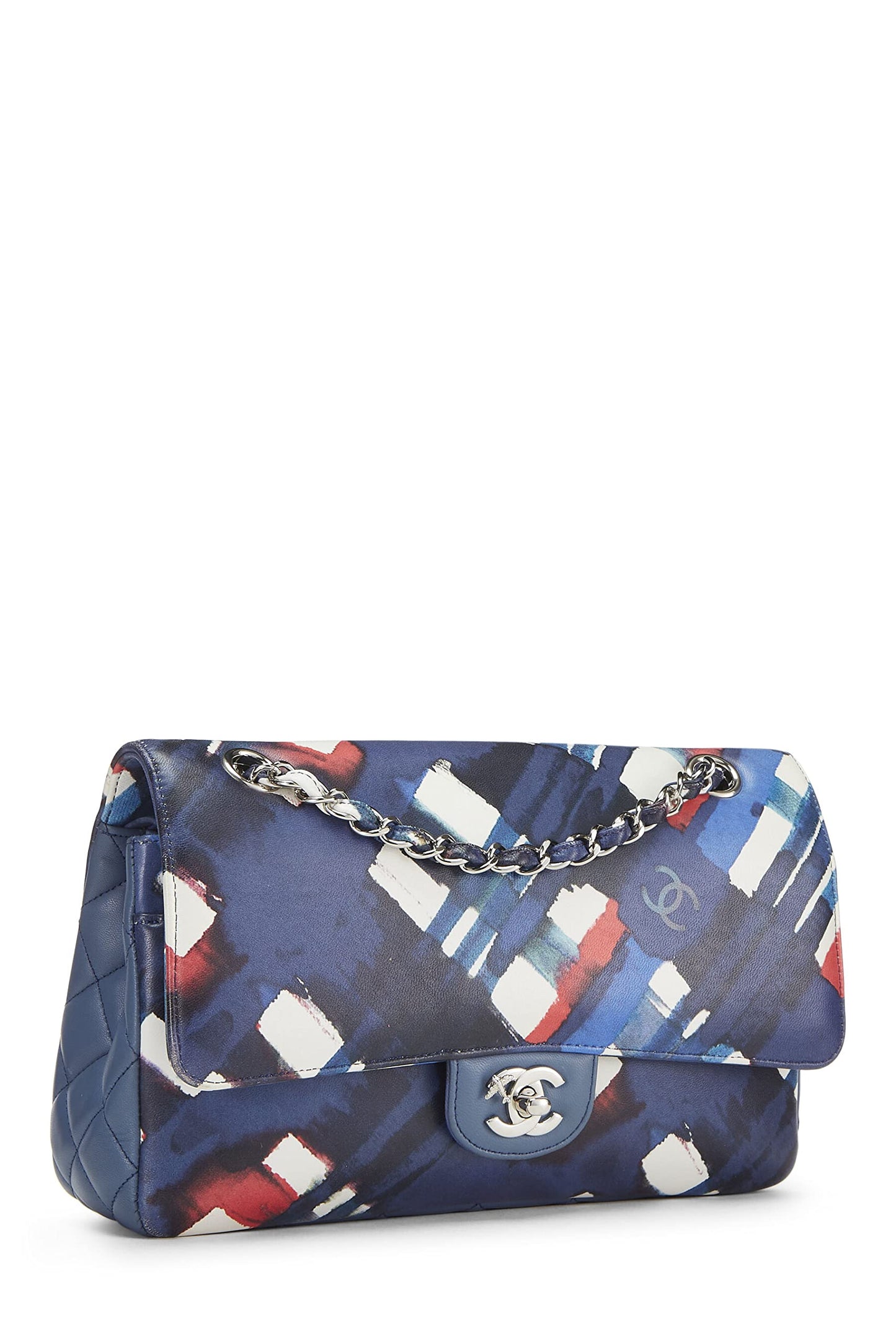 Chanel, Blue & Red Calfskin Airline Classic Double Flap Medium, Blue