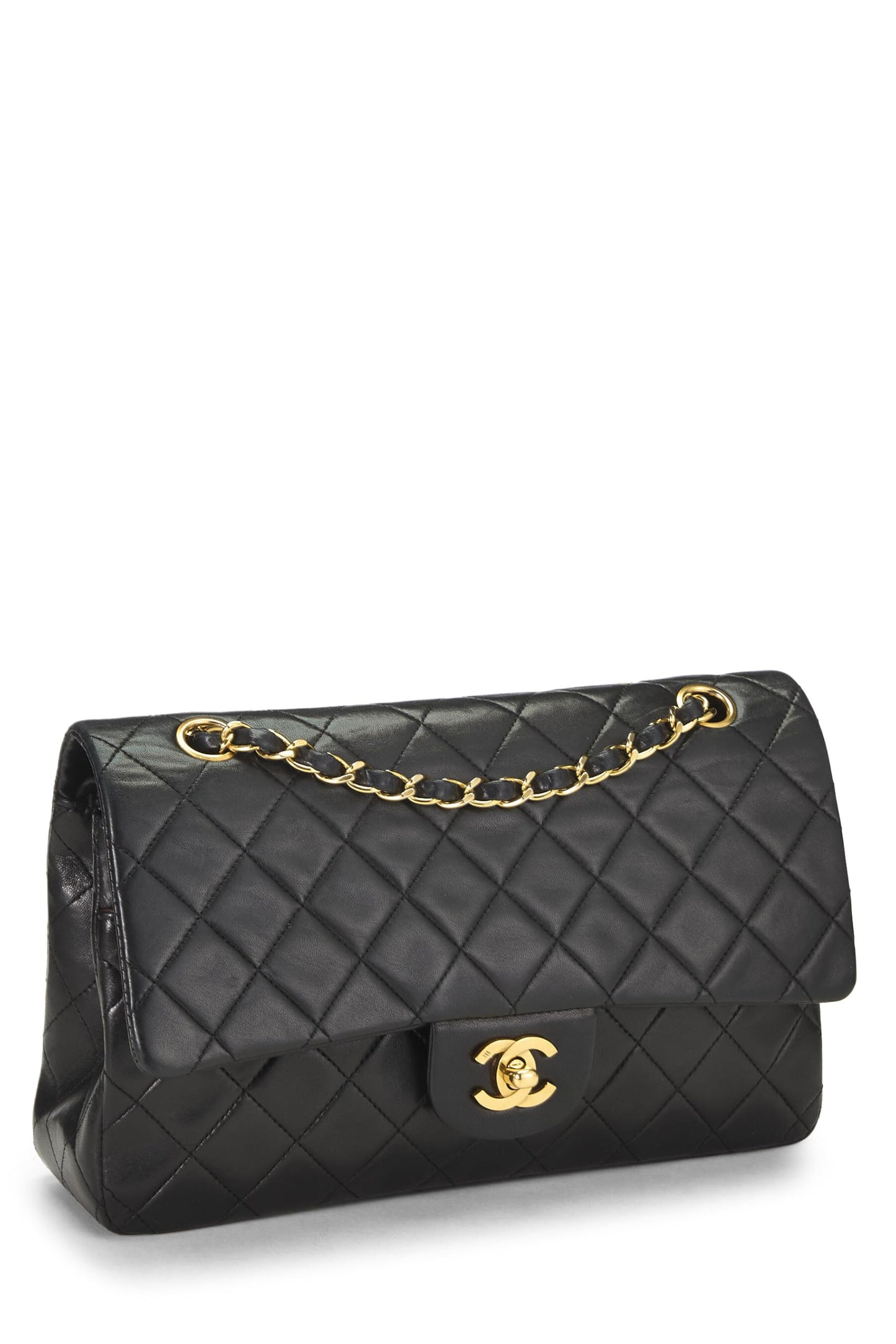 Chanel, Black Quilted Lambskin Classic Double Flap Medium, Black