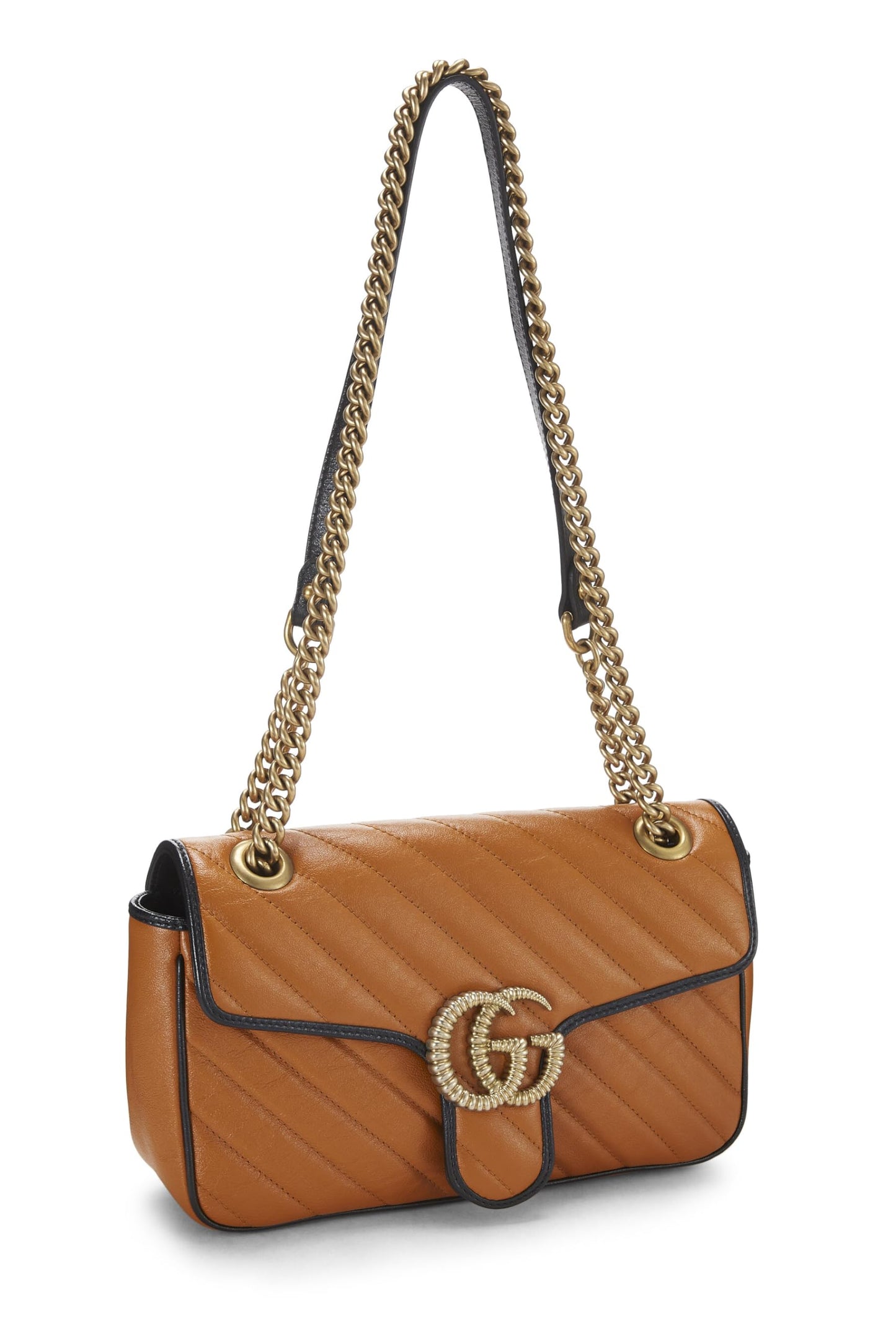 Gucci, Orange Leather Torchon GG Marmont Shoulder Bag Small, Orange