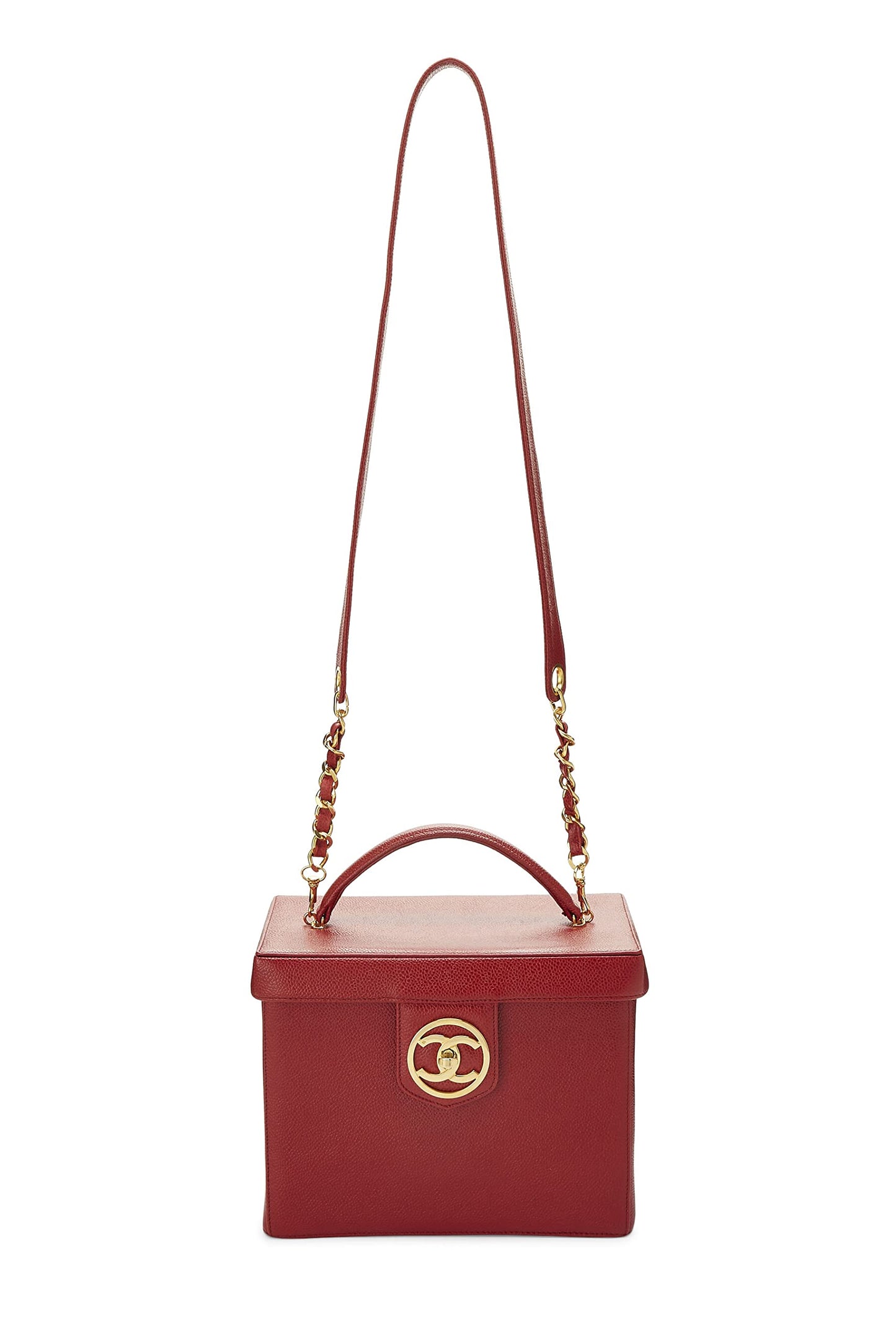 Chanel, Red Caviar Circle 'CC' Vanity Large, Red