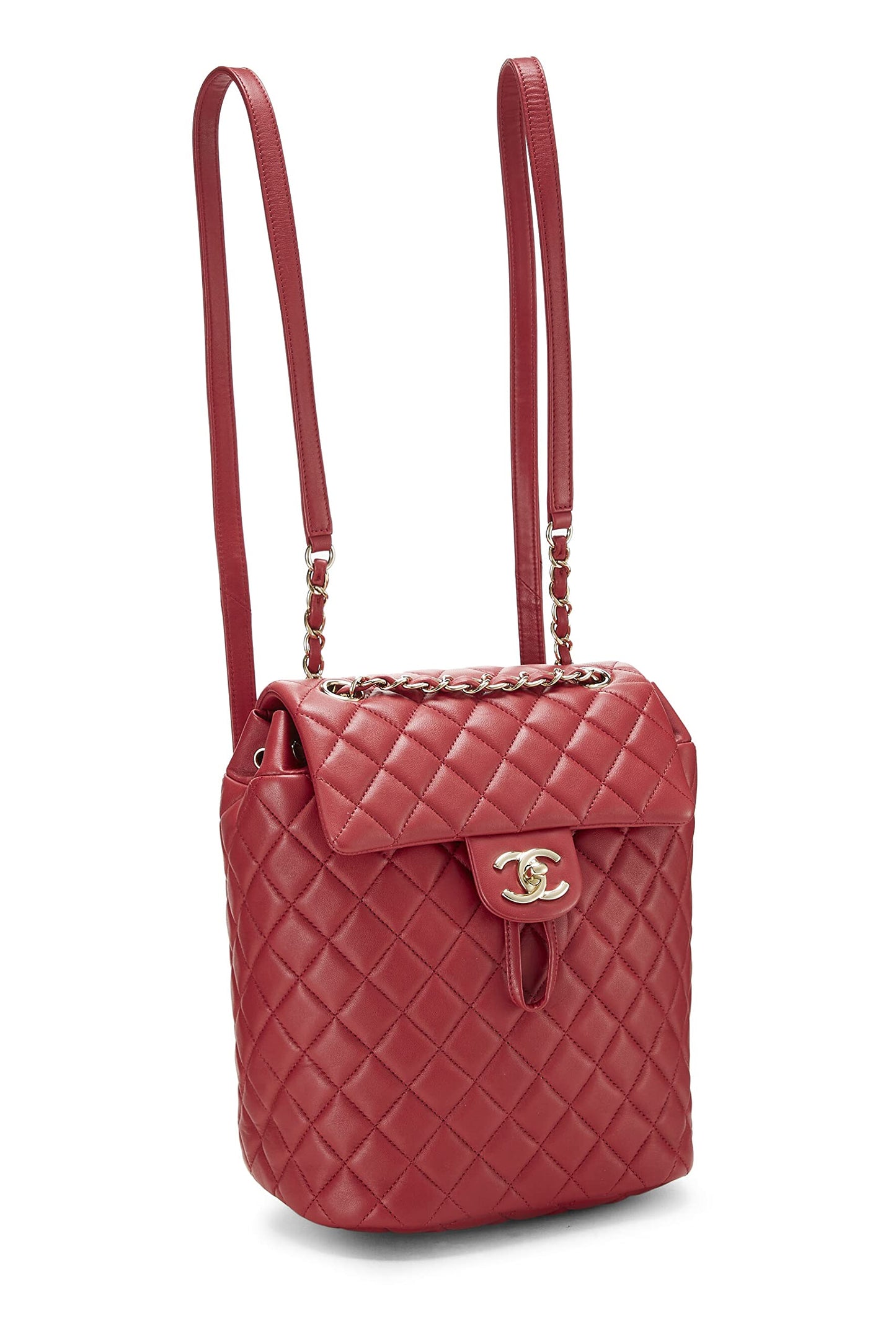 Chanel, Red Quilted Lambskin Urban Spirit Backpack Small, Red