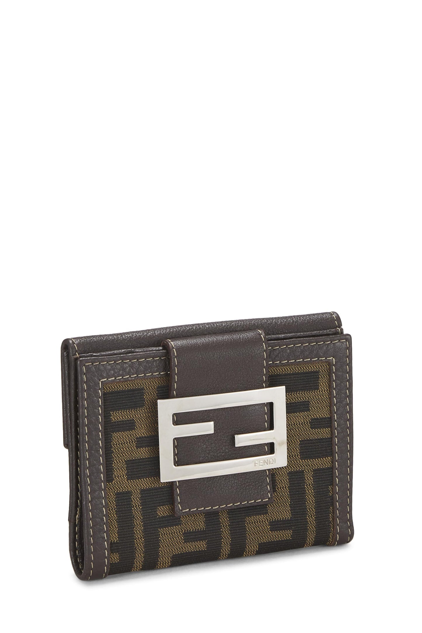 Fendi, Brown Zucca Canvas Compact Wallet, Brown