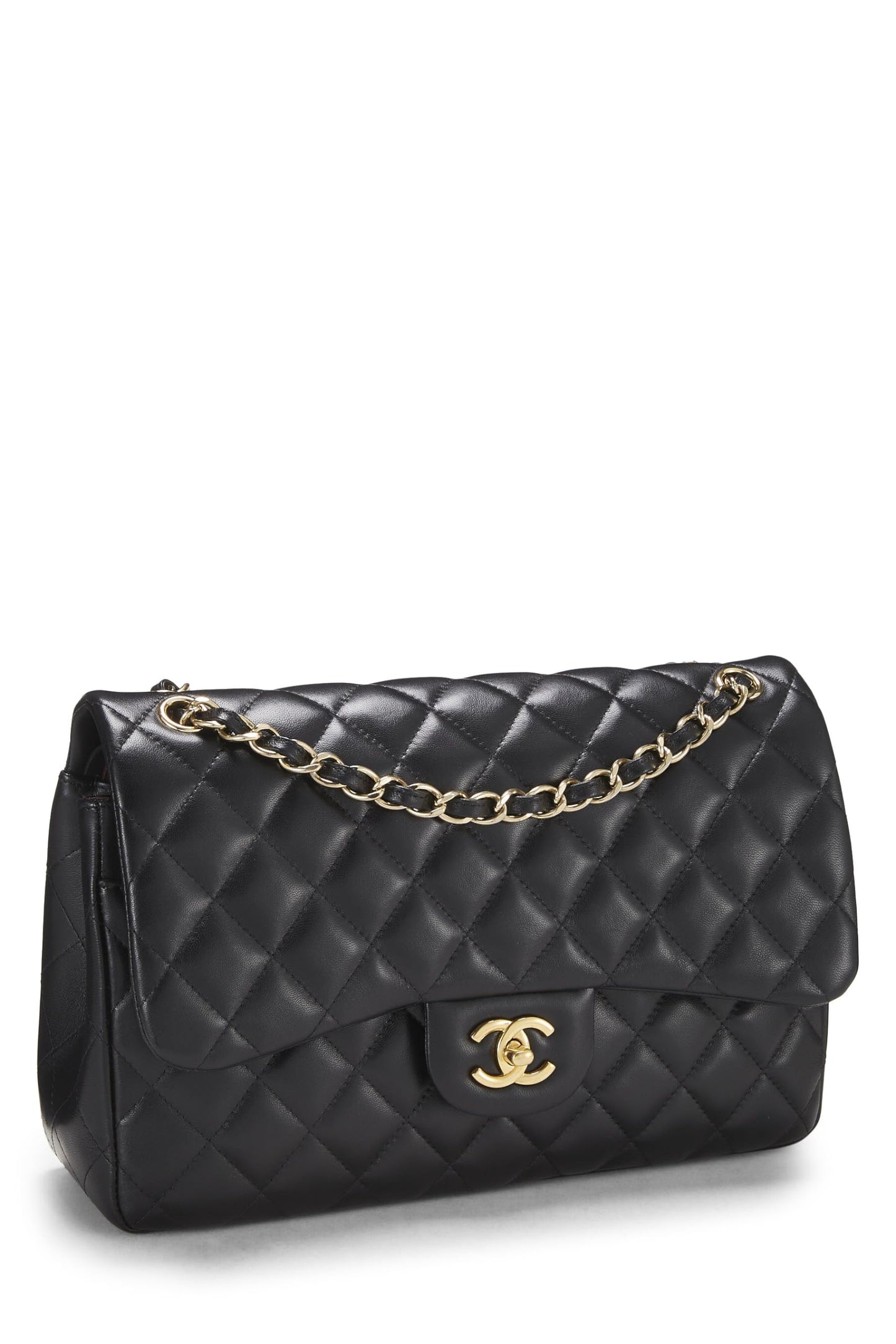 Chanel, Black Quilted Lambskin New Classic Double Flap Jumbo, Black