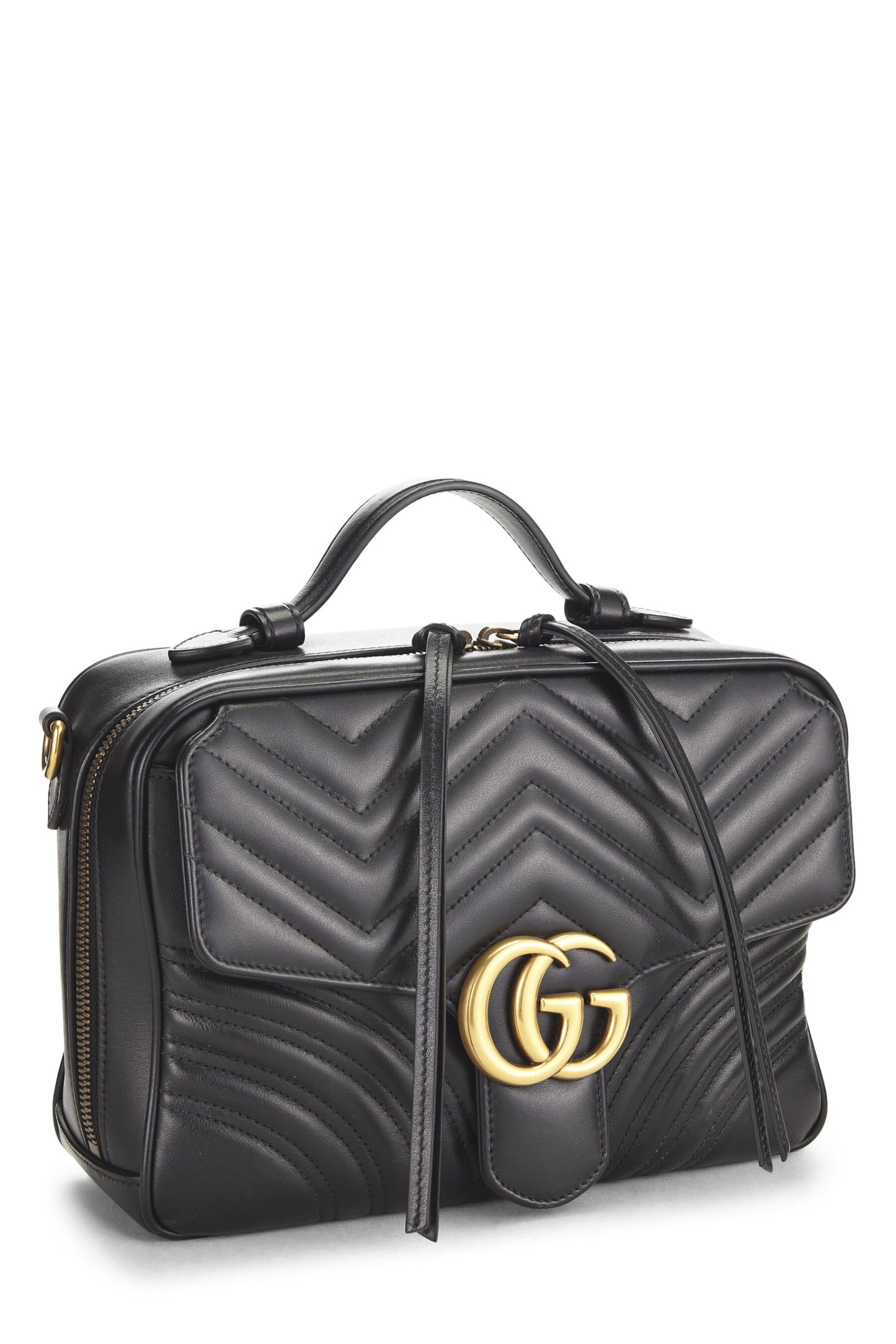 Gucci, Black Leather GG Marmont Shoulder Bag Small, Black