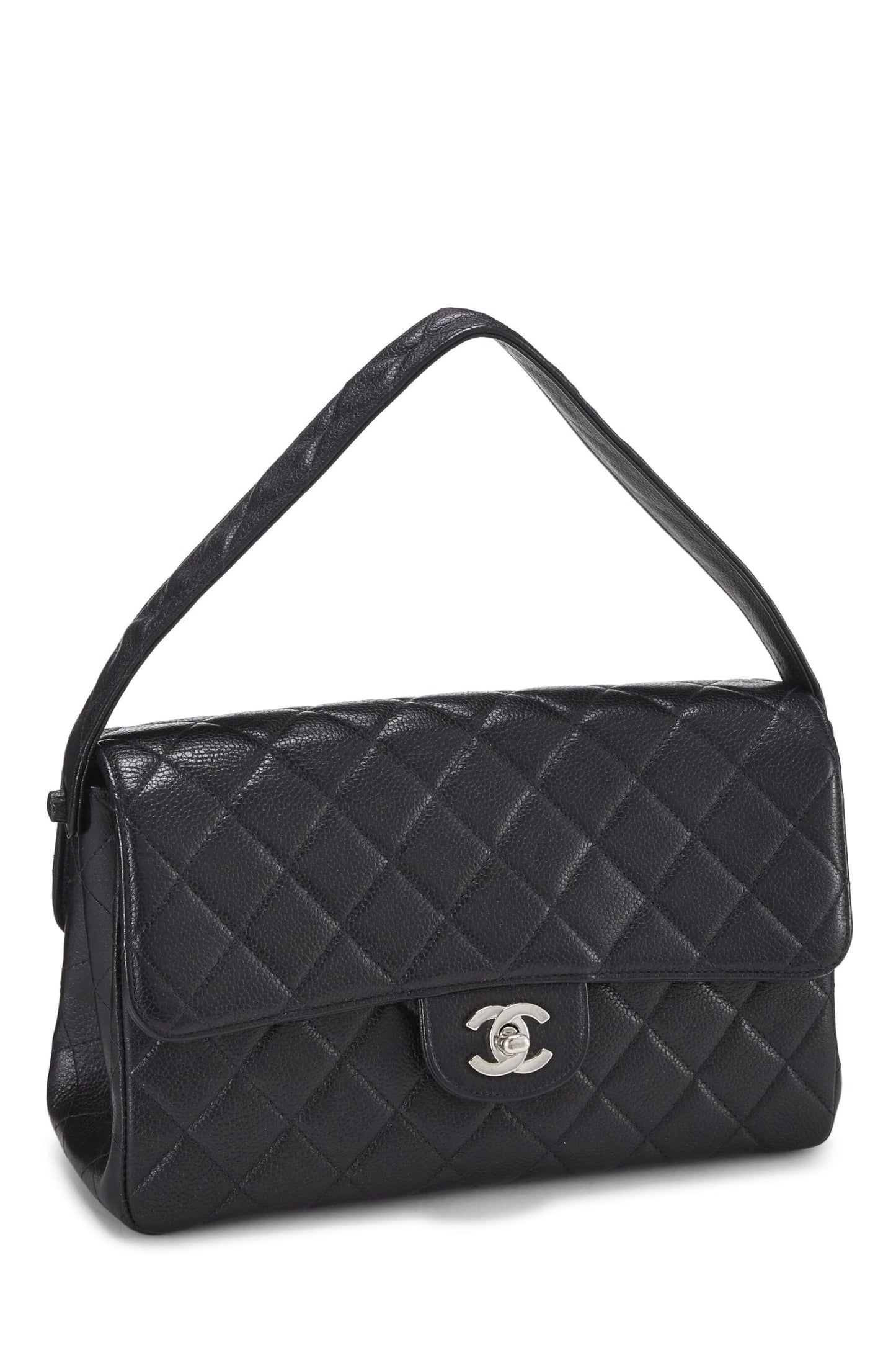 Chanel, Black Quilted Caviar Double Sided Classic Flap Medium, Black