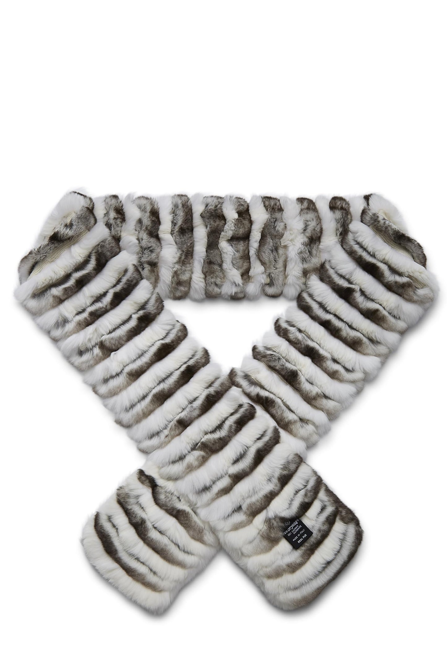 Chanel, White & Black 'CC' Fur Muffler, White