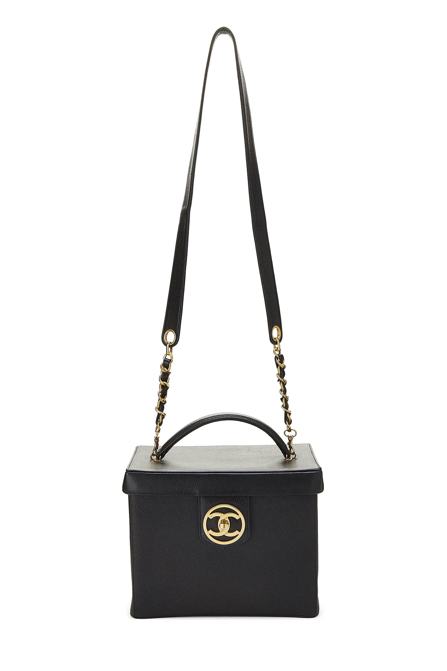 Chanel, Black Caviar Circle 'CC' Vanity Large, Black