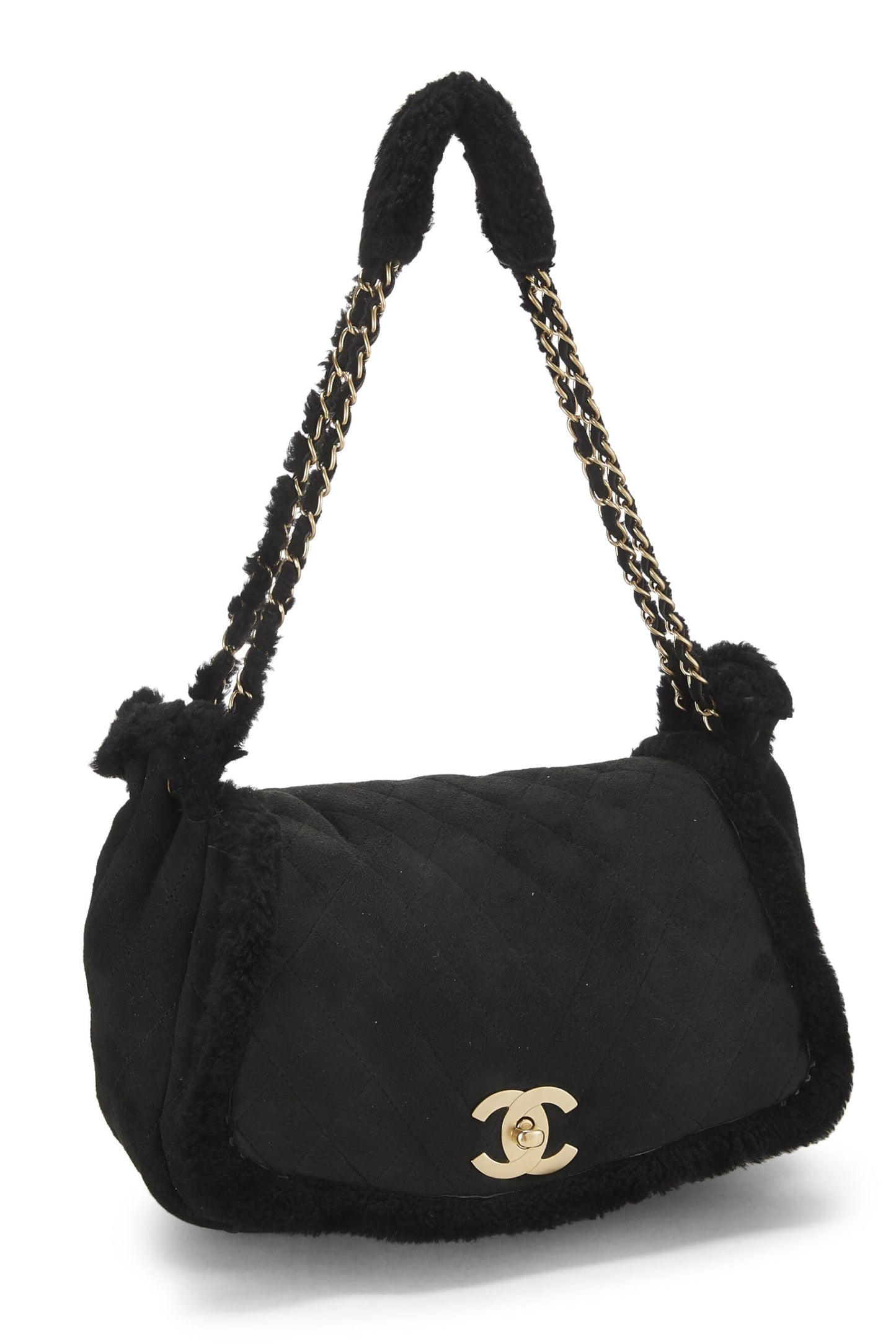 Chanel, Black Shearling Shoulder Bag Small, Black