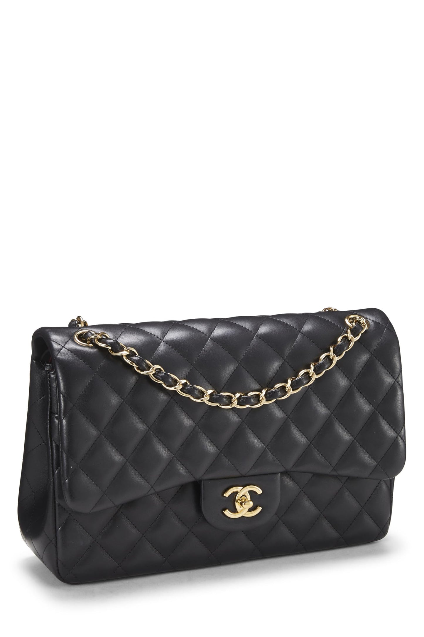 Chanel, Black Quilted Lambskin New Classic Double Flap Jumbo, Black