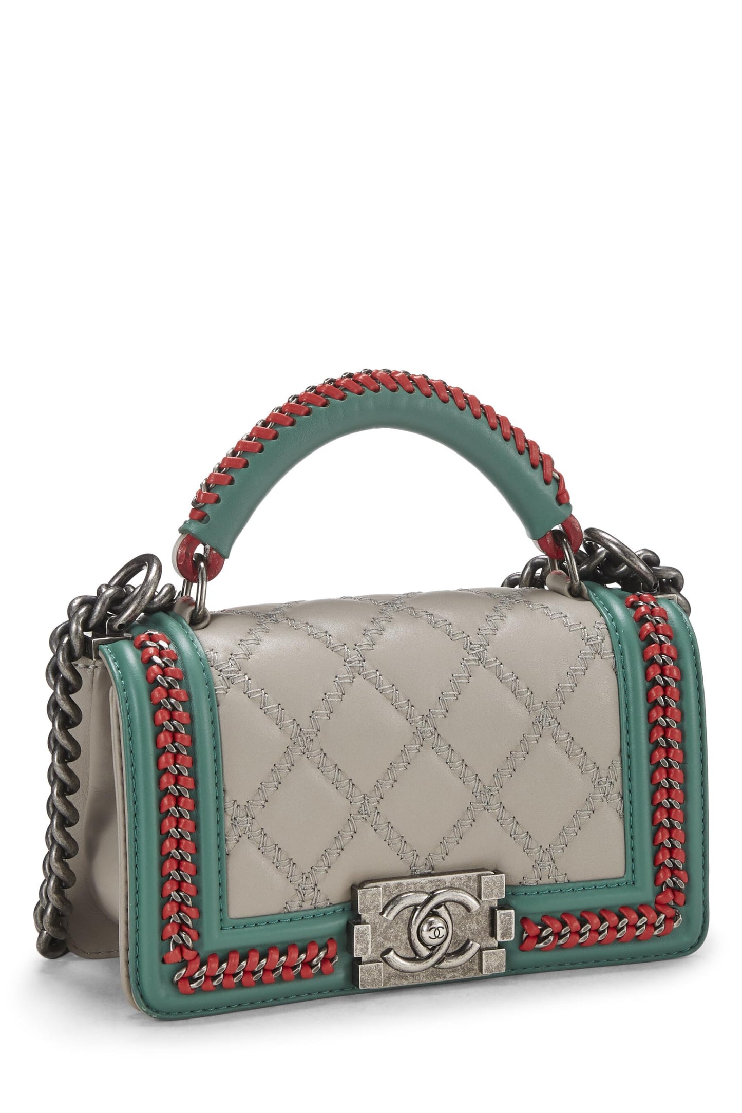 Chanel, Paris-Salzburg Multicolor Braided Around Top Handle Boy Bag Small, Multi