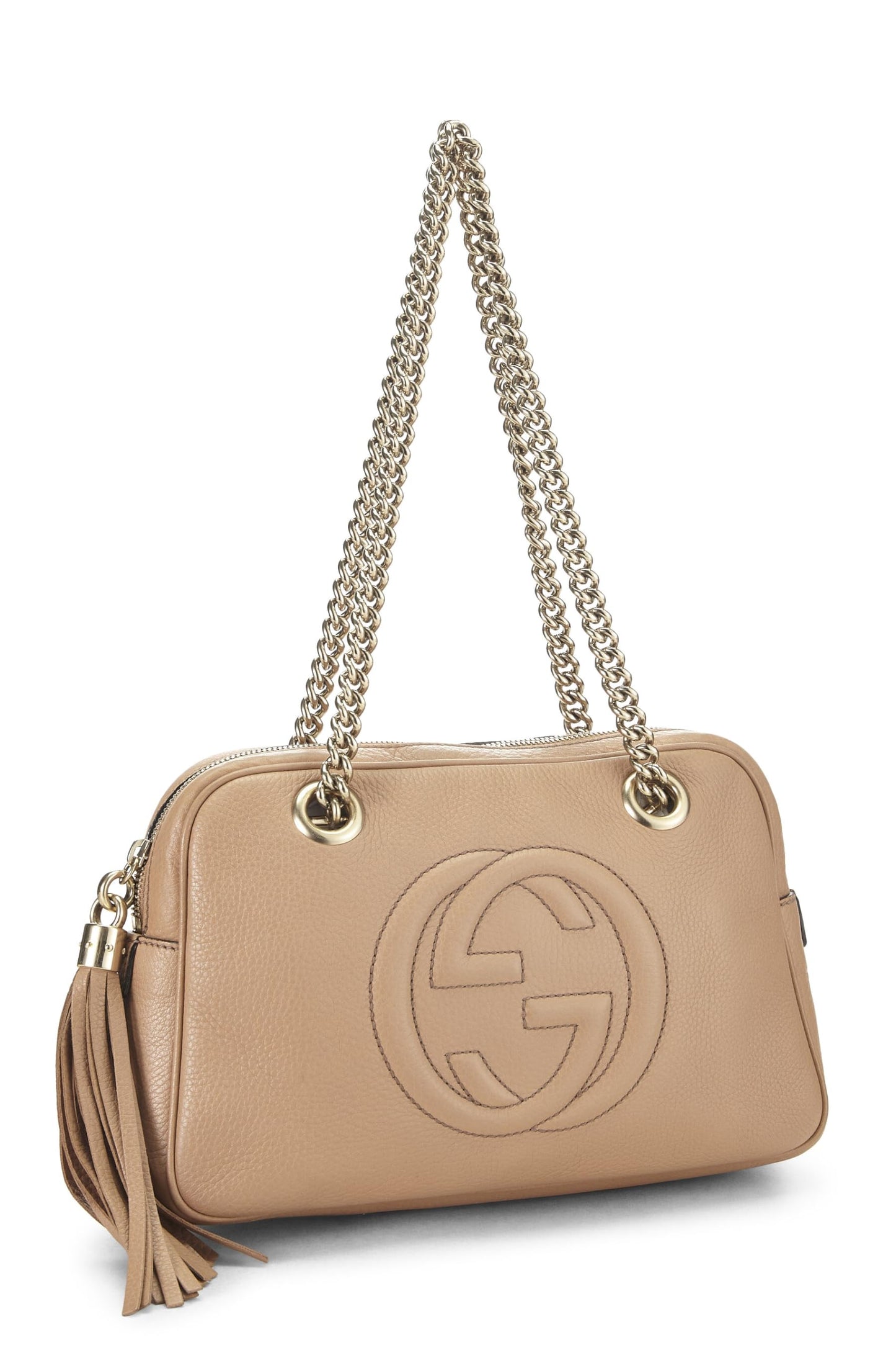 Gucci, Beige Grained Leather Soho Chain Shoulder Bag, Beige