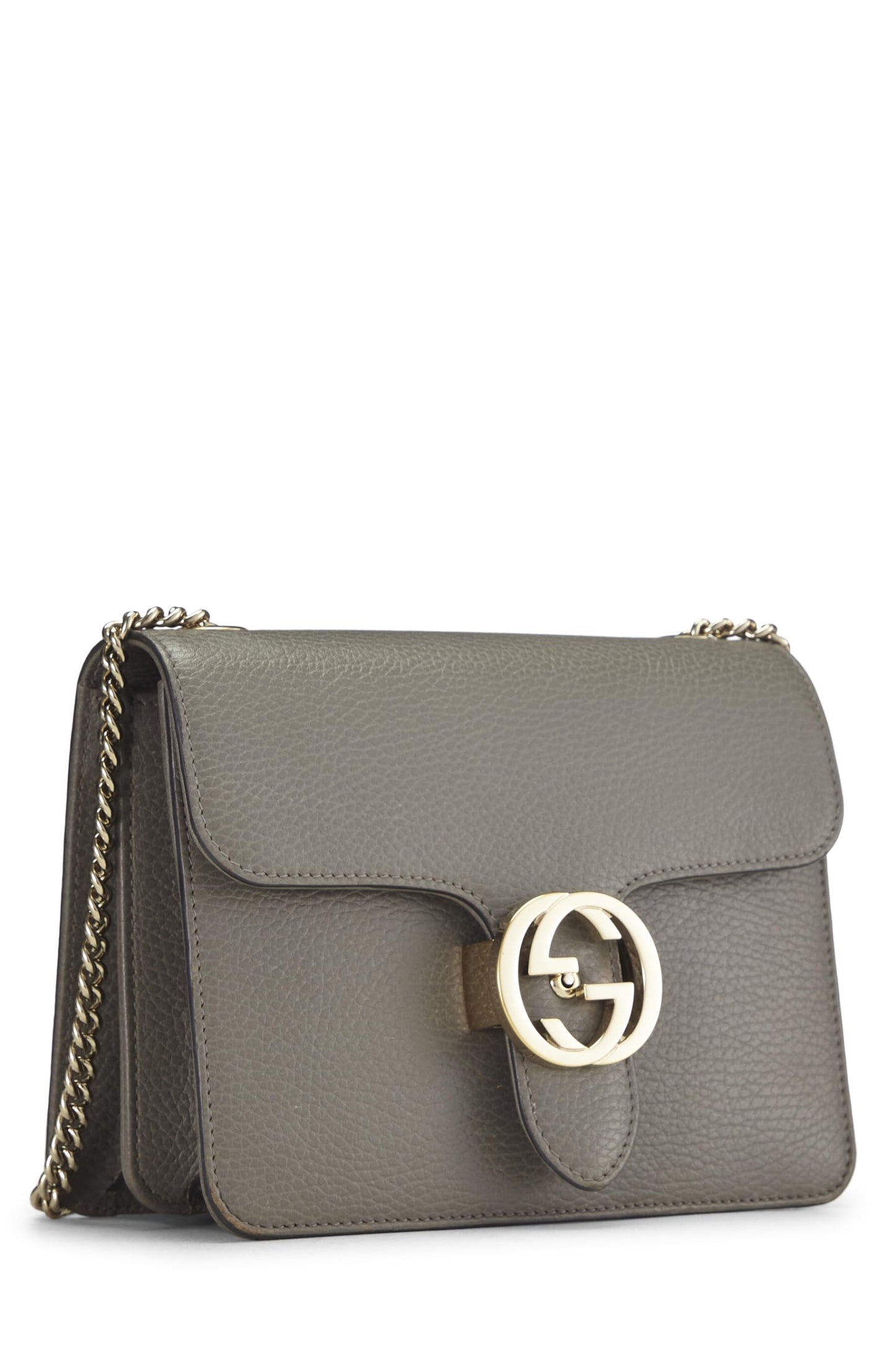 Gucci, Grey Leather Interlocking Crossbody Bag, Grey