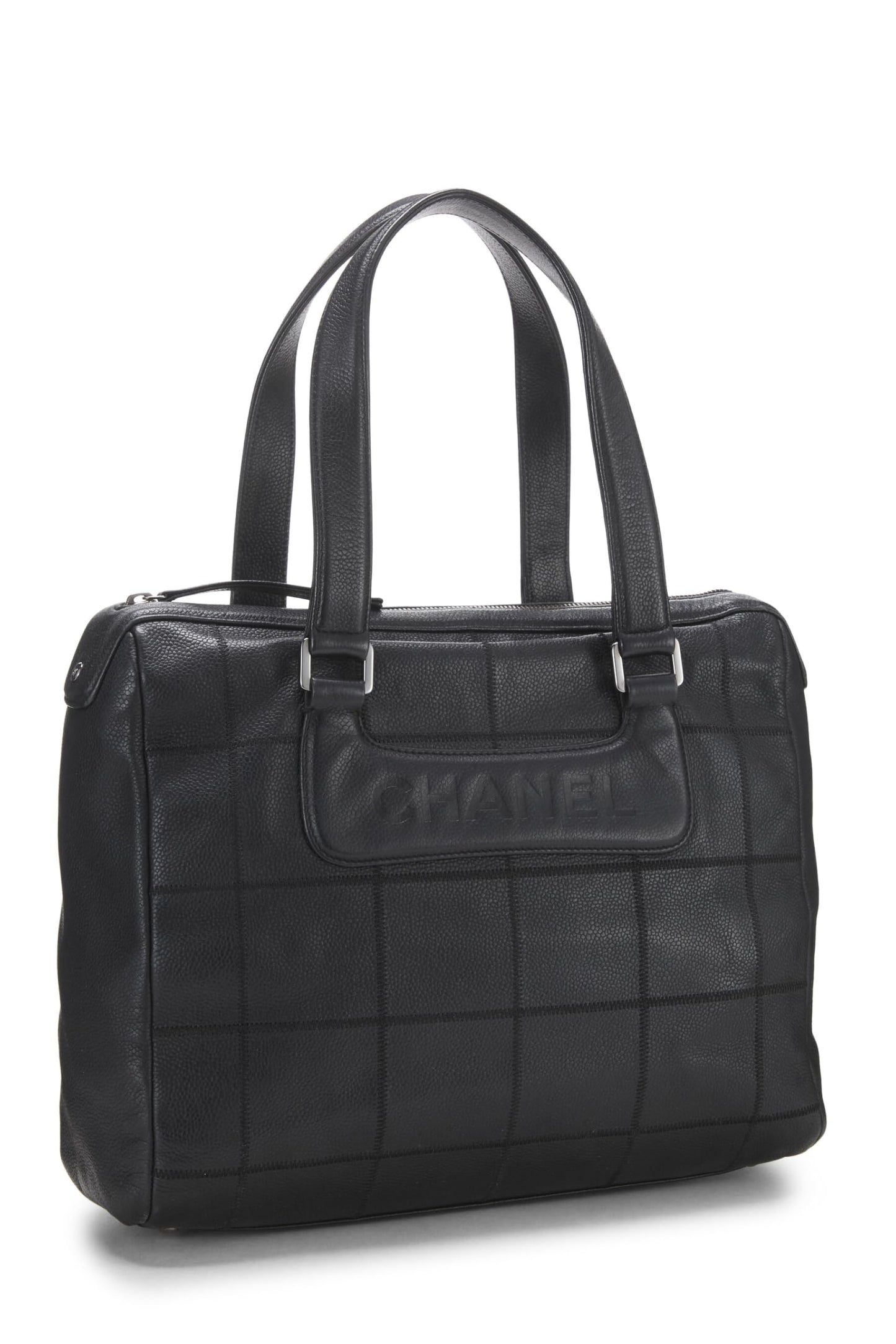 Chanel, Black Calfskin Chocolate Bar Tote, Black