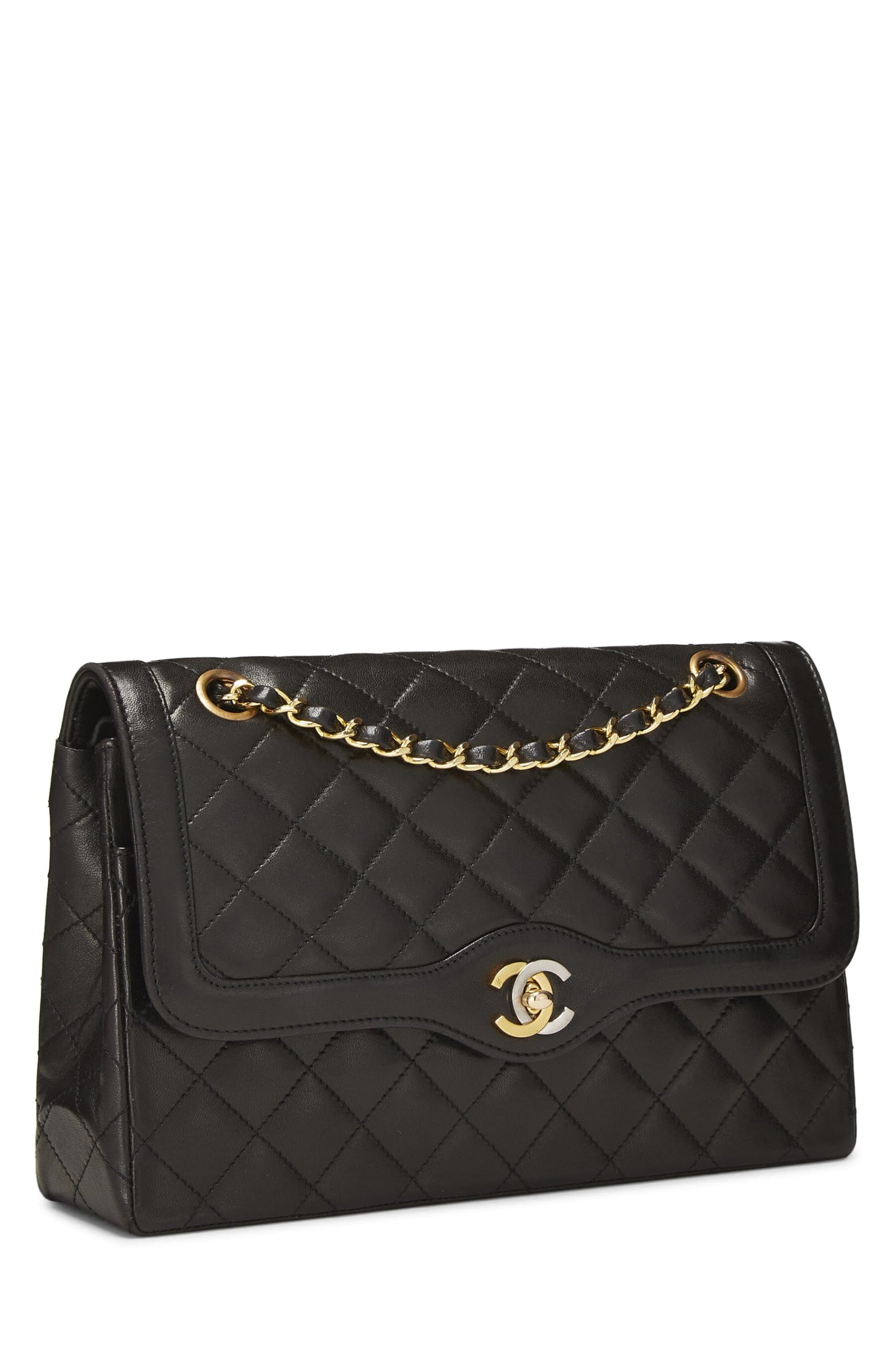 Chanel, Black Quilted Lambskin Paris Limited Double Flap Medium, Black